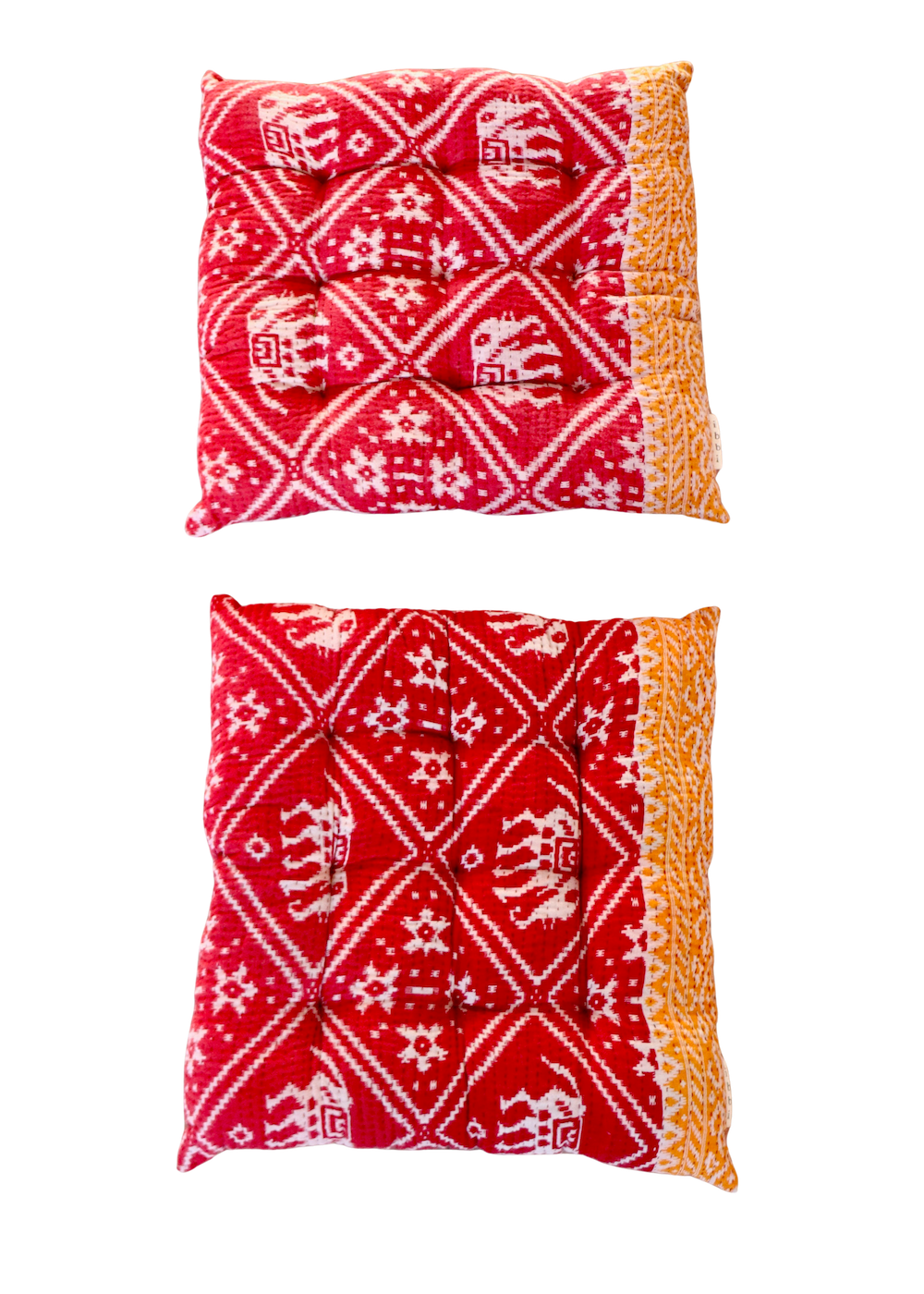 Pair of Kantha Seat Pads - Pair No. 84