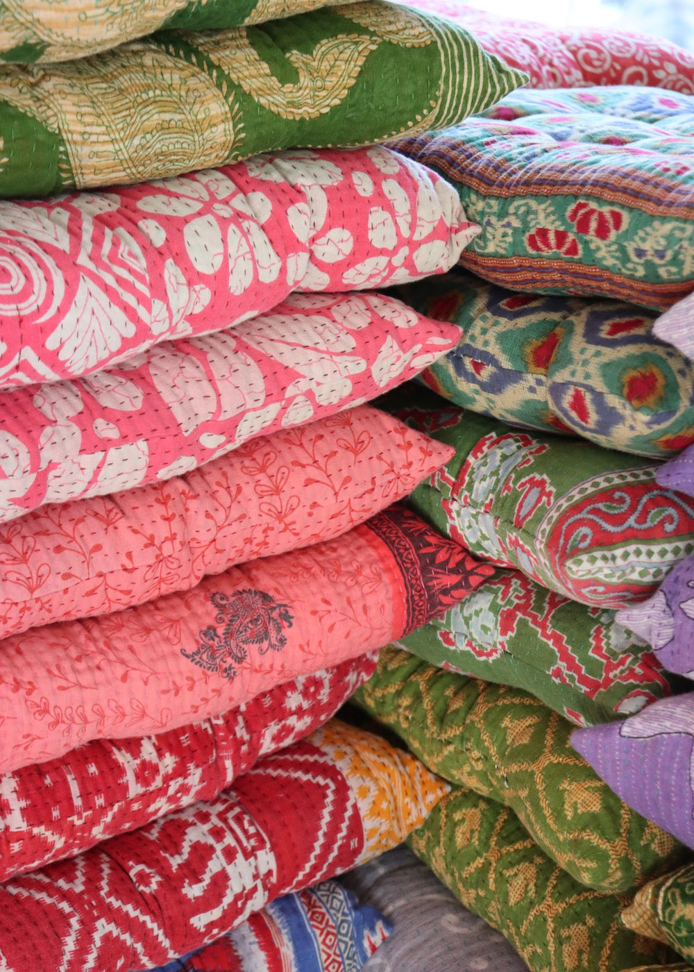 Pair of Kantha Seat Pads - Pair No. 74