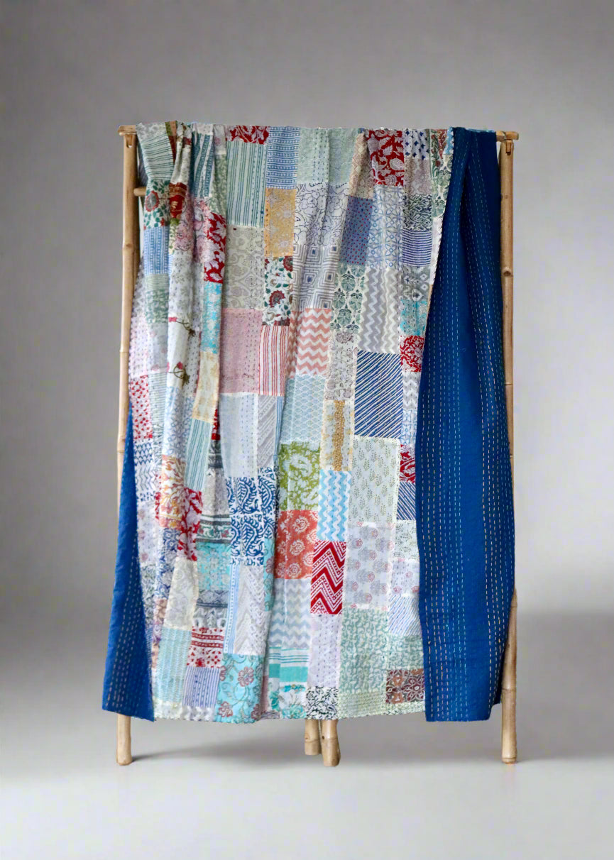 Block Print Patchwork Throw 21 - KiINGSIZE