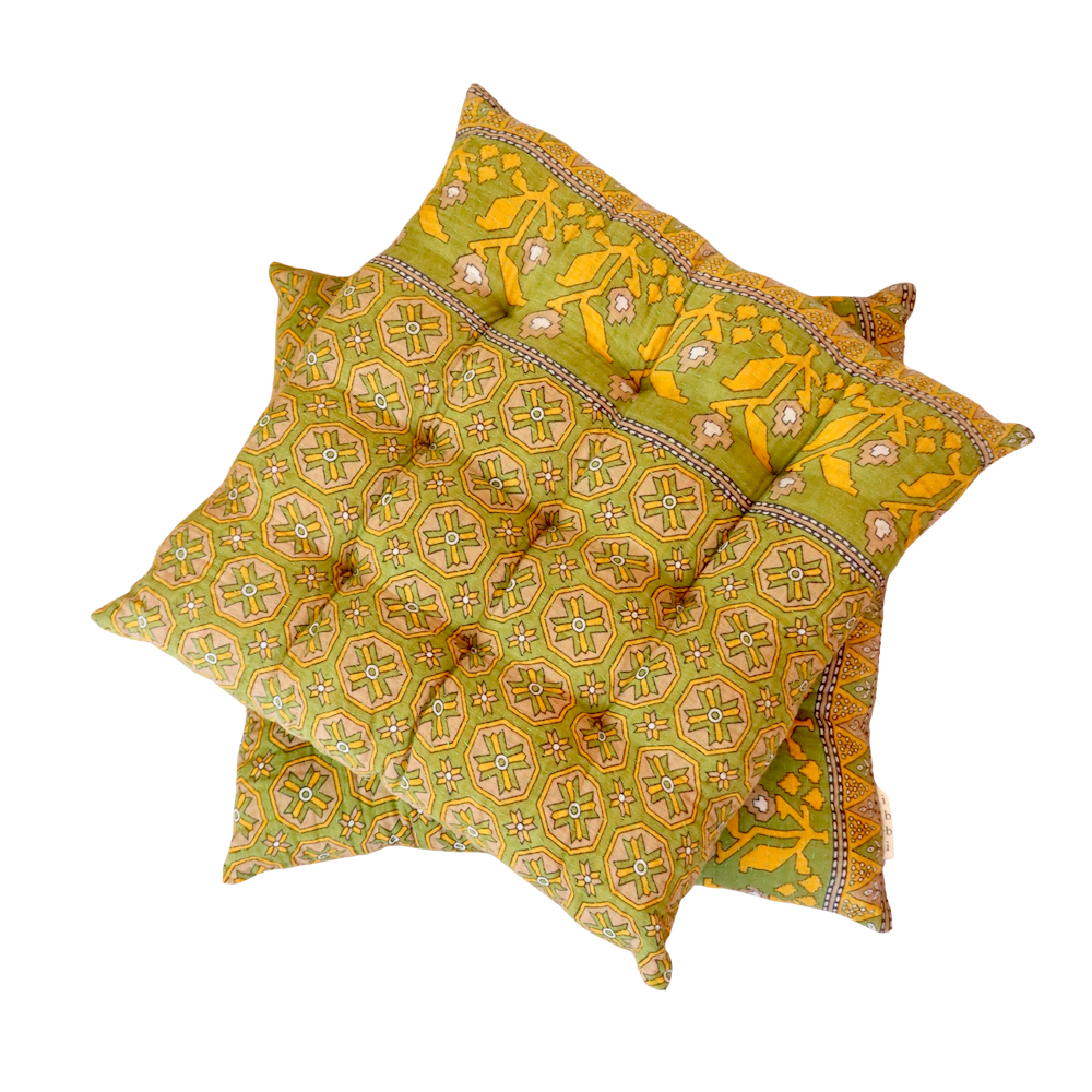 Pair of Kantha Seat Pads - Pair No. 91