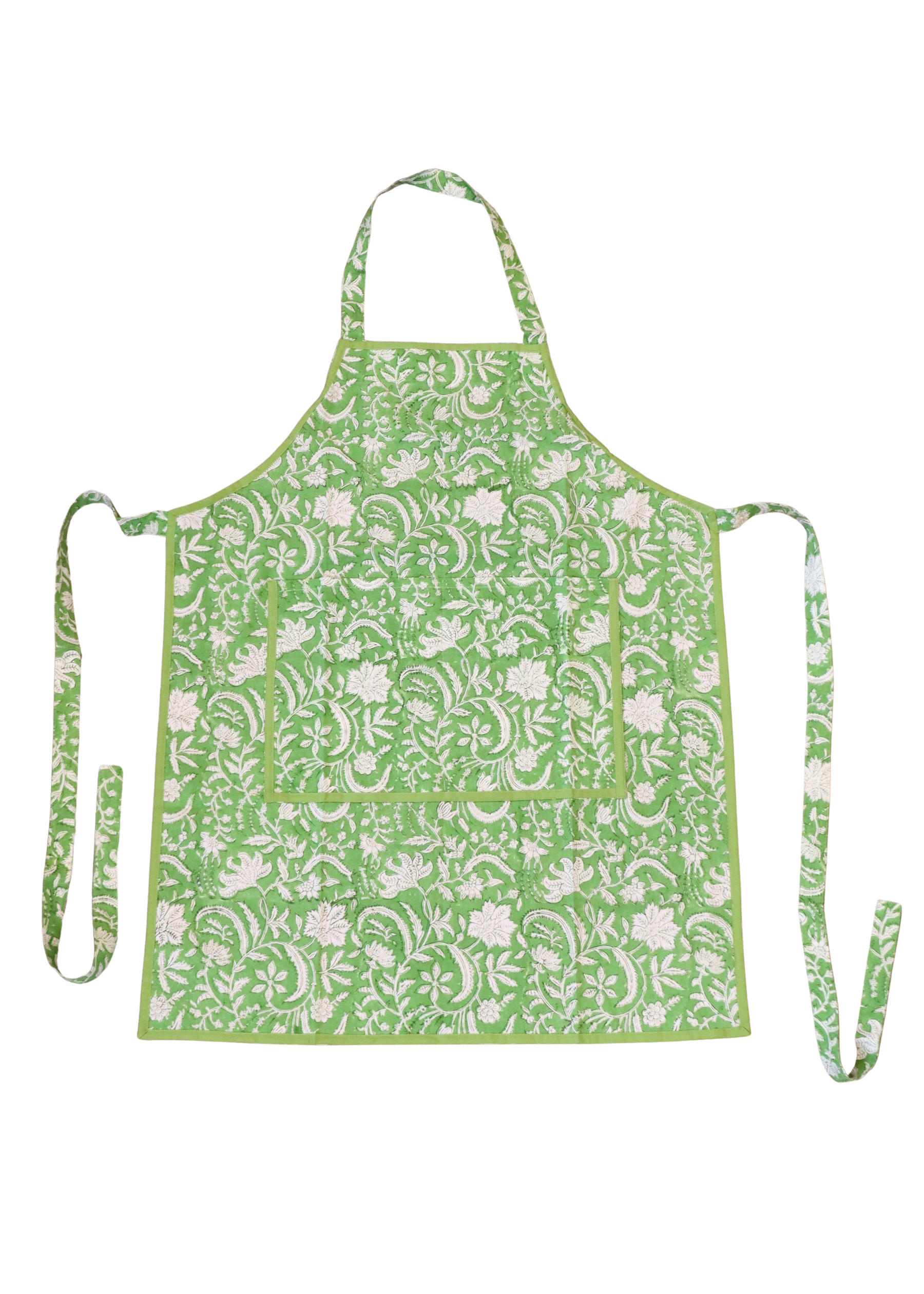 Block Print Apron - Apple Green