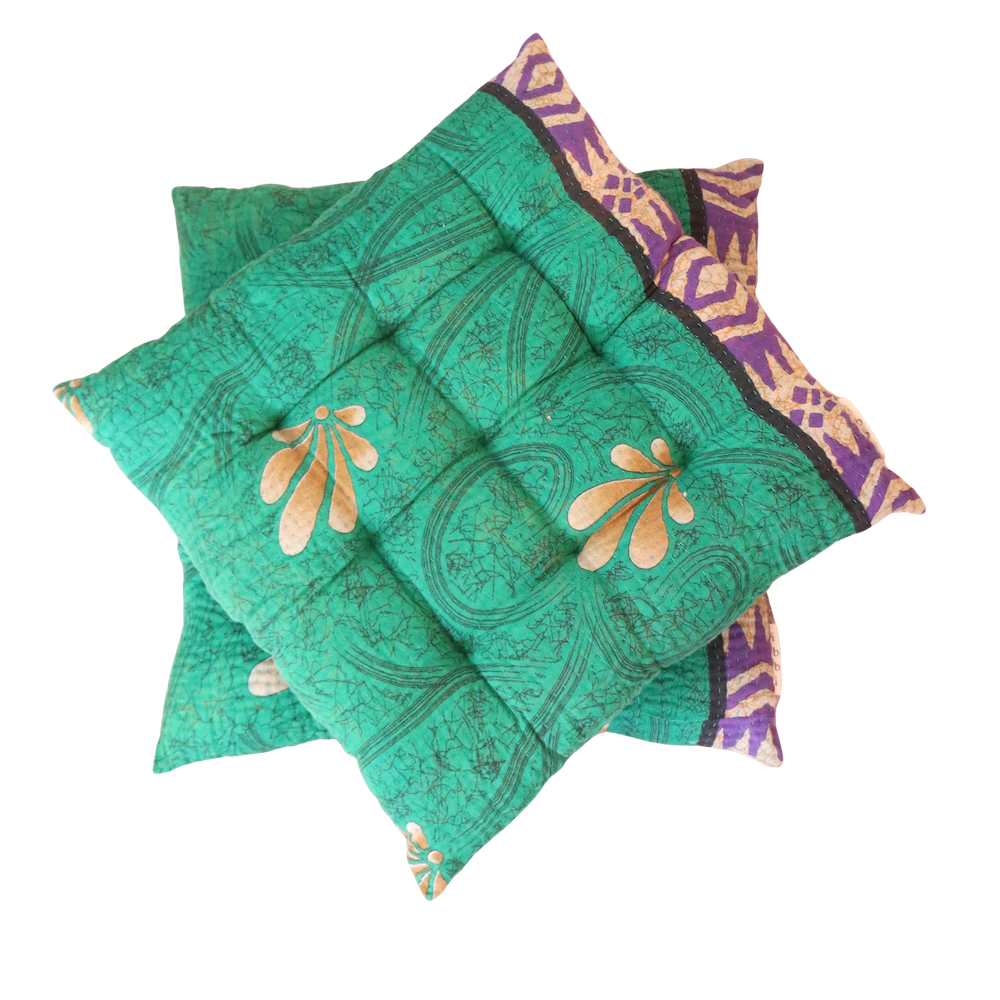 Pair of Kantha Seat Pads - Pair No. 93