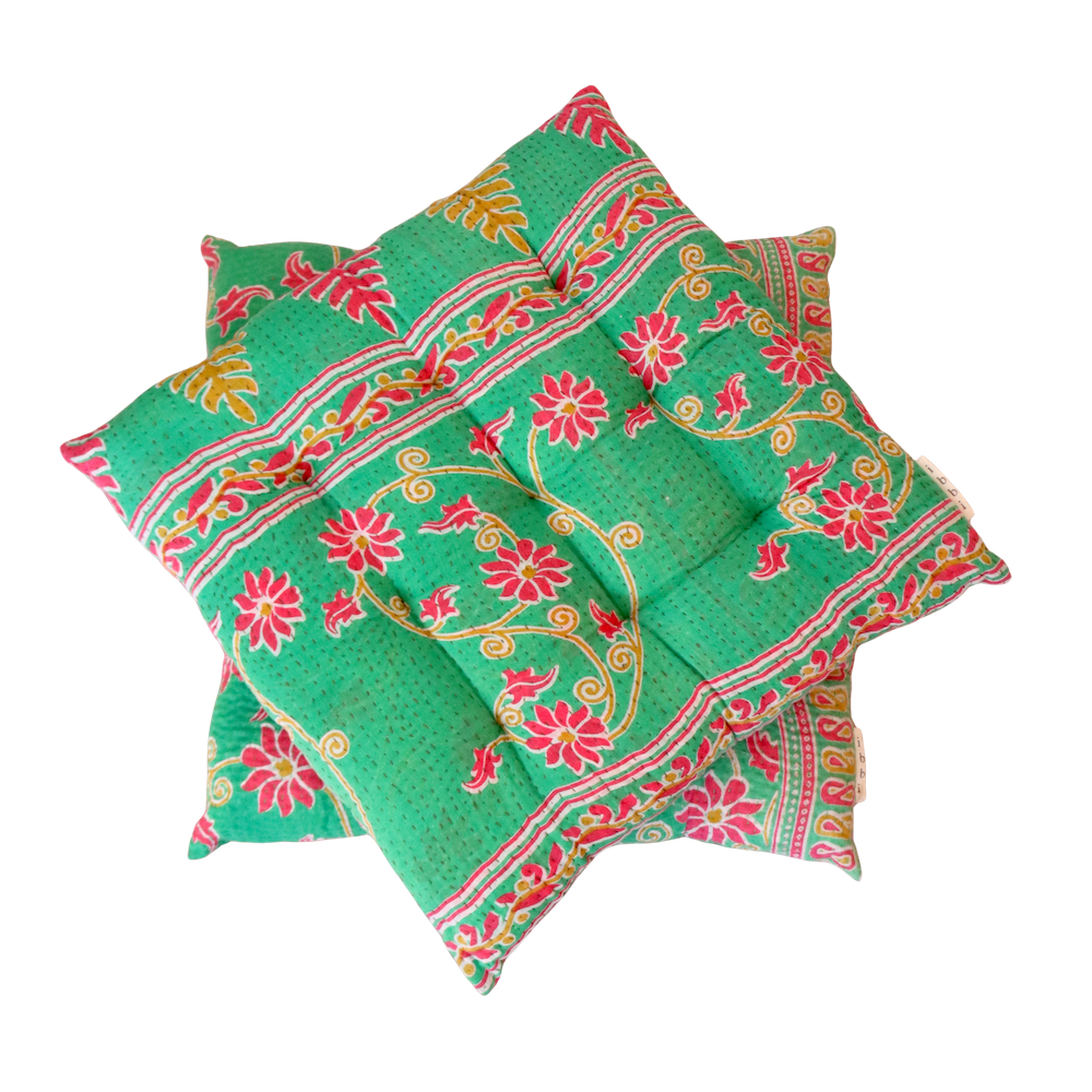 Pair of Kantha Seat Pads - Pair No. 94