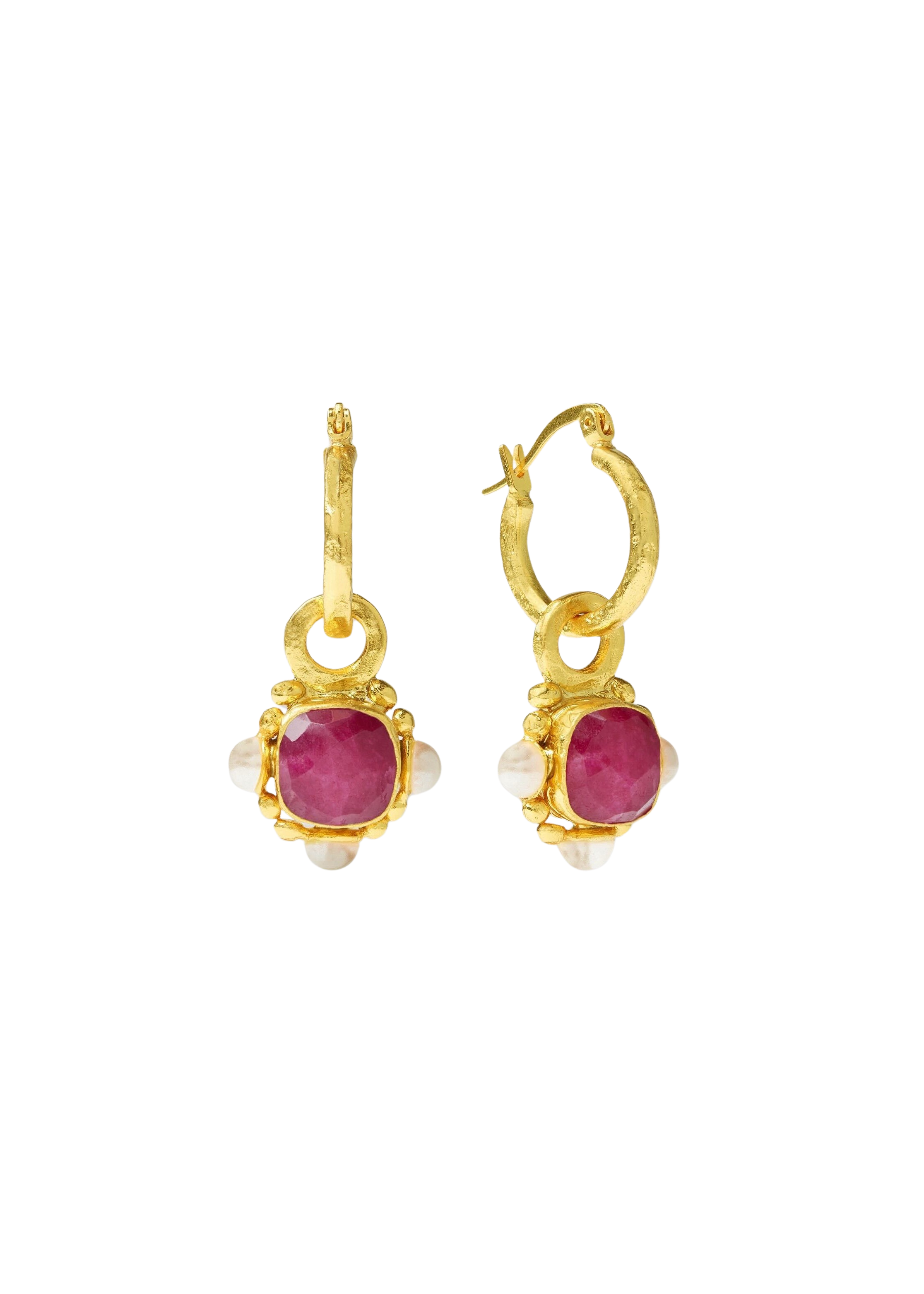 Esther Ruby and Pearl Drop Earrings