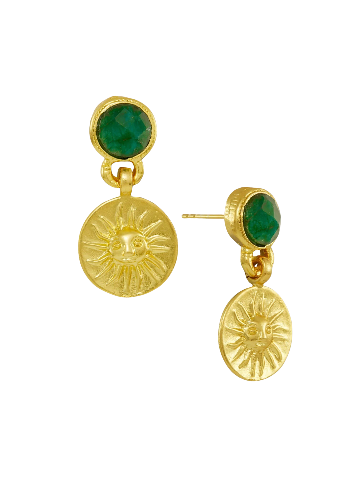 Helia Emerald Drop Stud Earrings