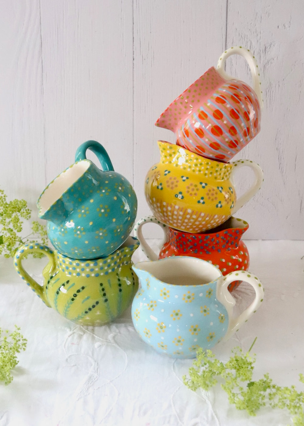 Dinky Jug- Green Dotty