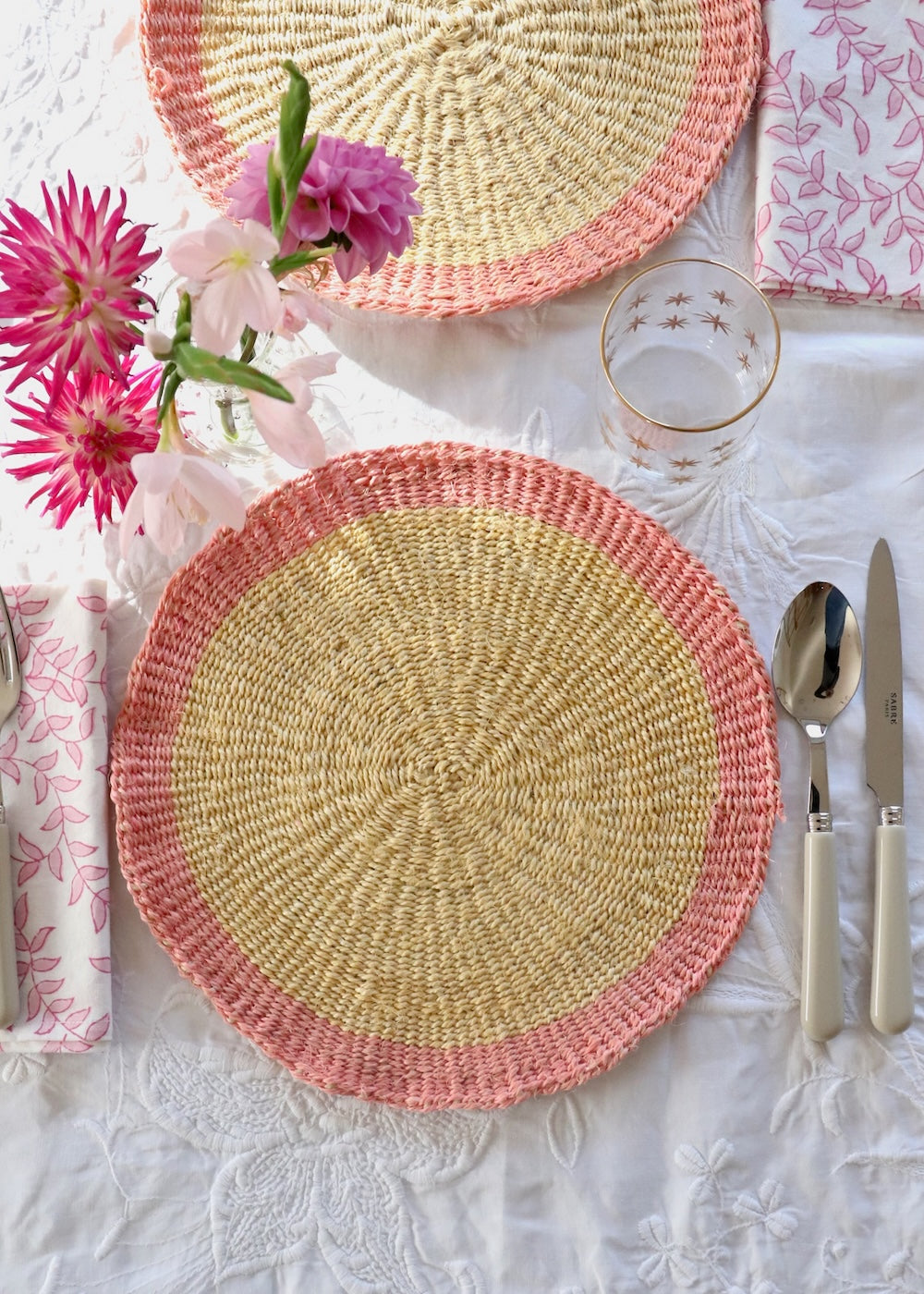 Johari: Pink & Natural Woven Placemat SET OF 4