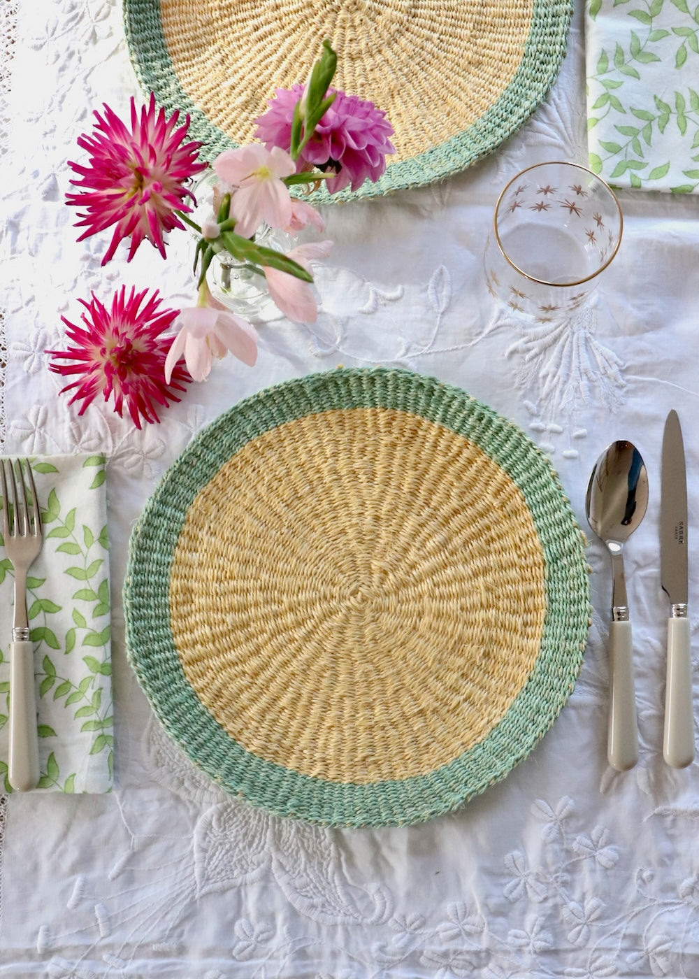 Johari: Green & Natural Woven Placemat SET OF 4