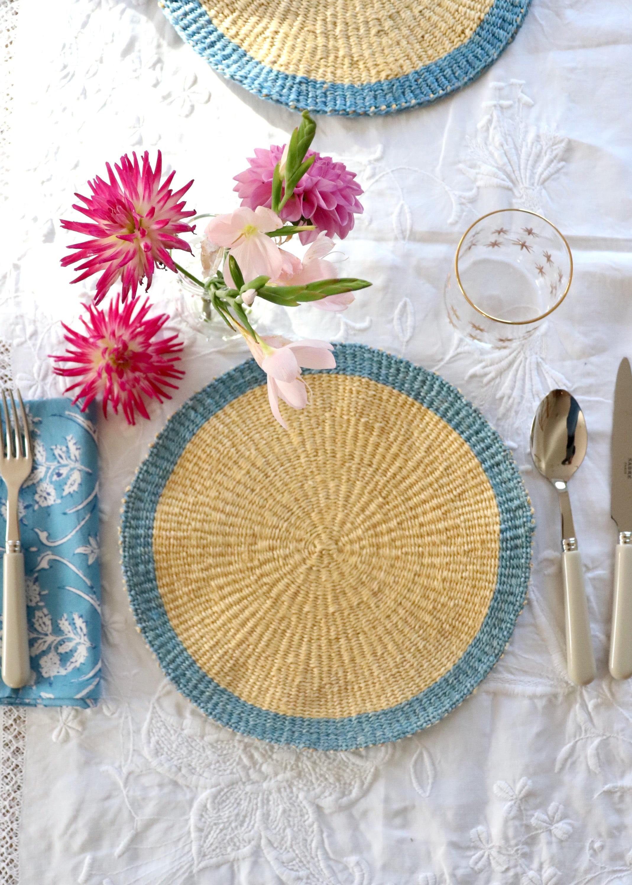 Johari: Blue & Natural Woven Placemat SET OF 4