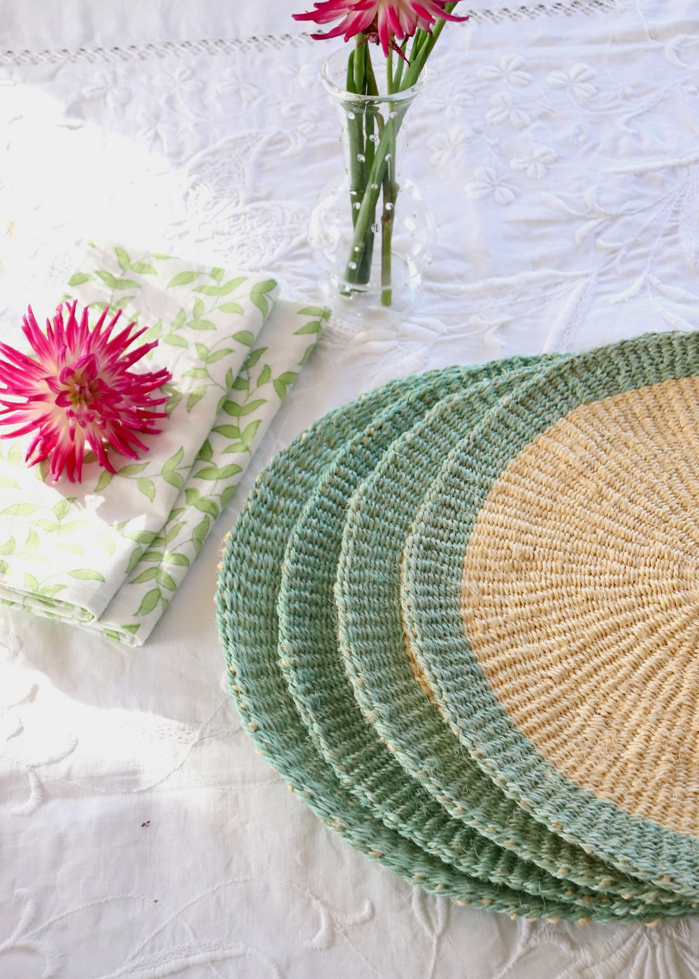 Johari: Green & Natural Woven Placemat SET OF 4