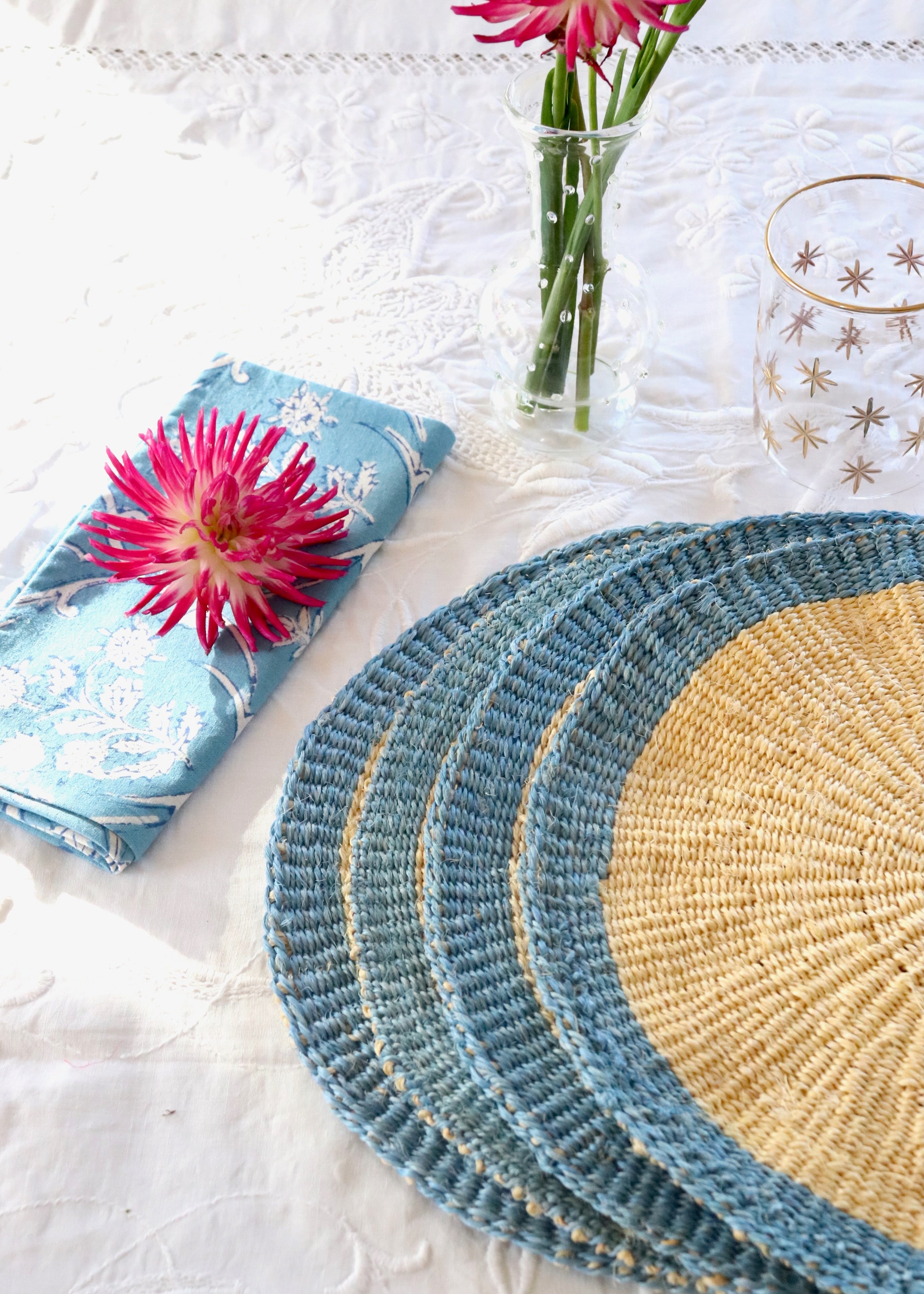 Johari: Blue & Natural Woven Placemat SET OF 4