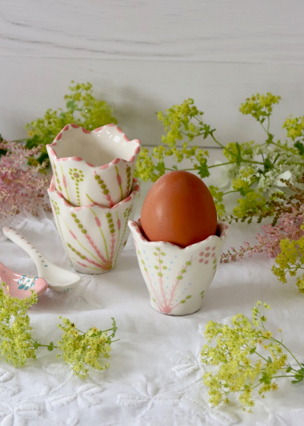 Everyday Egg Cup - White & Pink