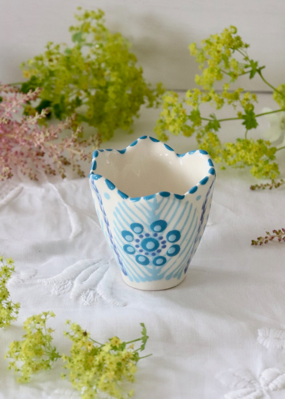 Everyday Egg Cup - White & Blue Flower