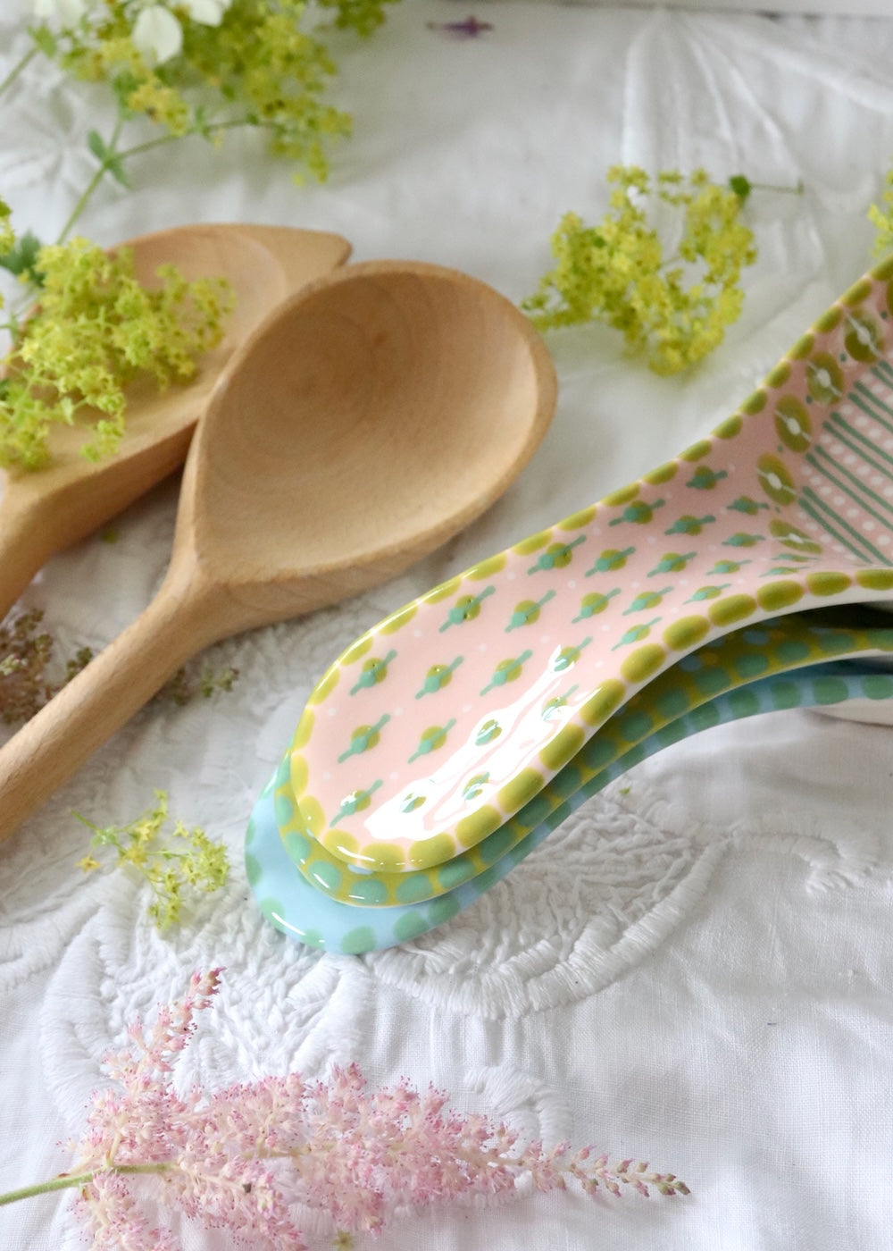 Spoon Rest - Pink with White Dot