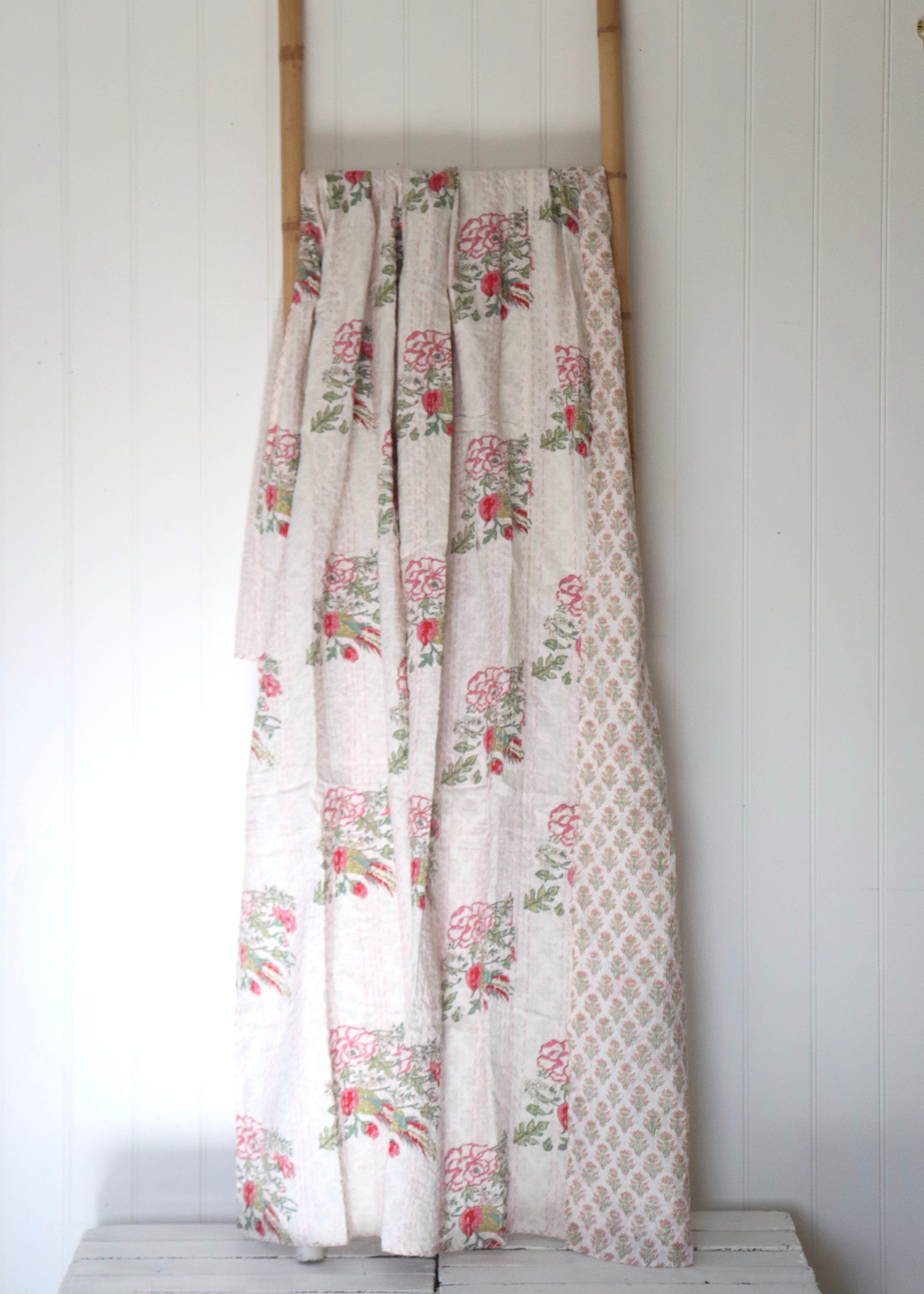 Kantha Throw - White Floral