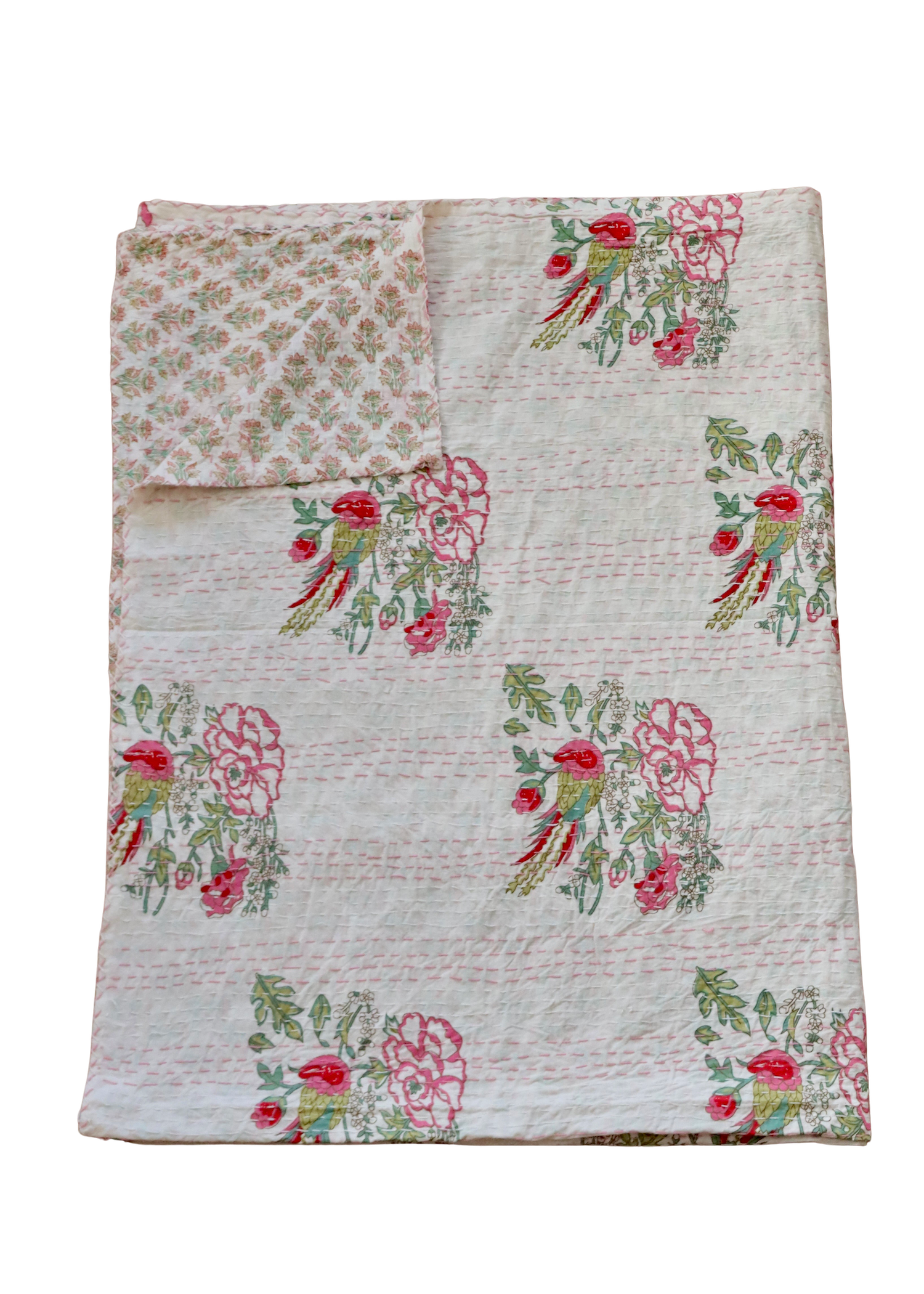 Kantha Throw - White Floral