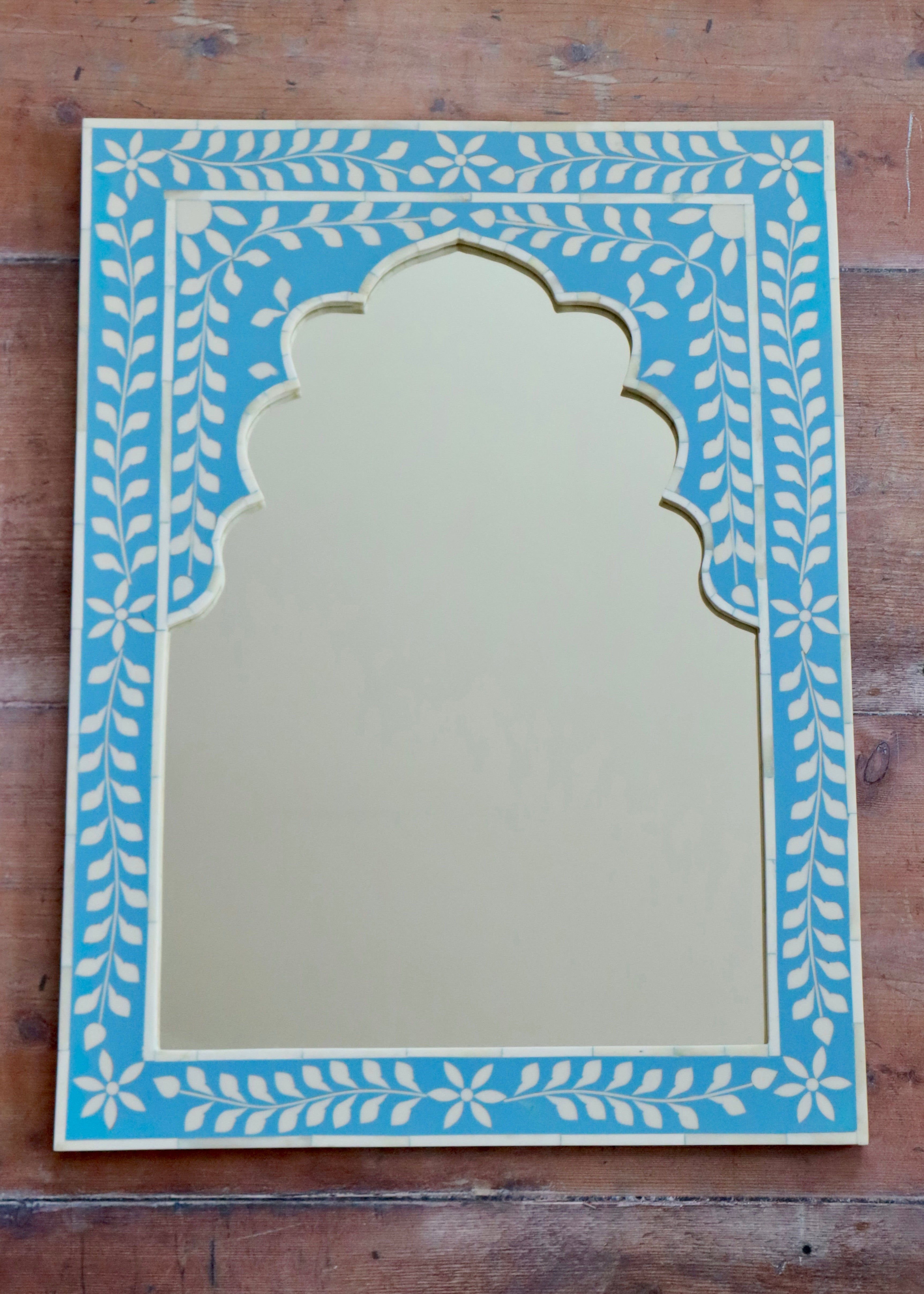 Bone inlay mirror Blue