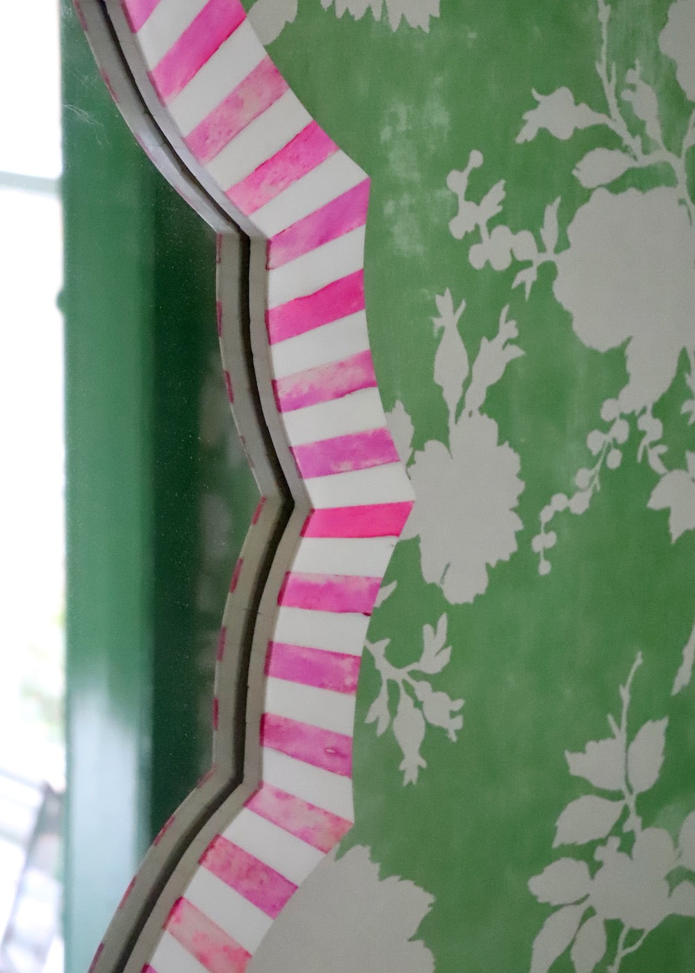 Scalloped Inlay Mirror - Pink