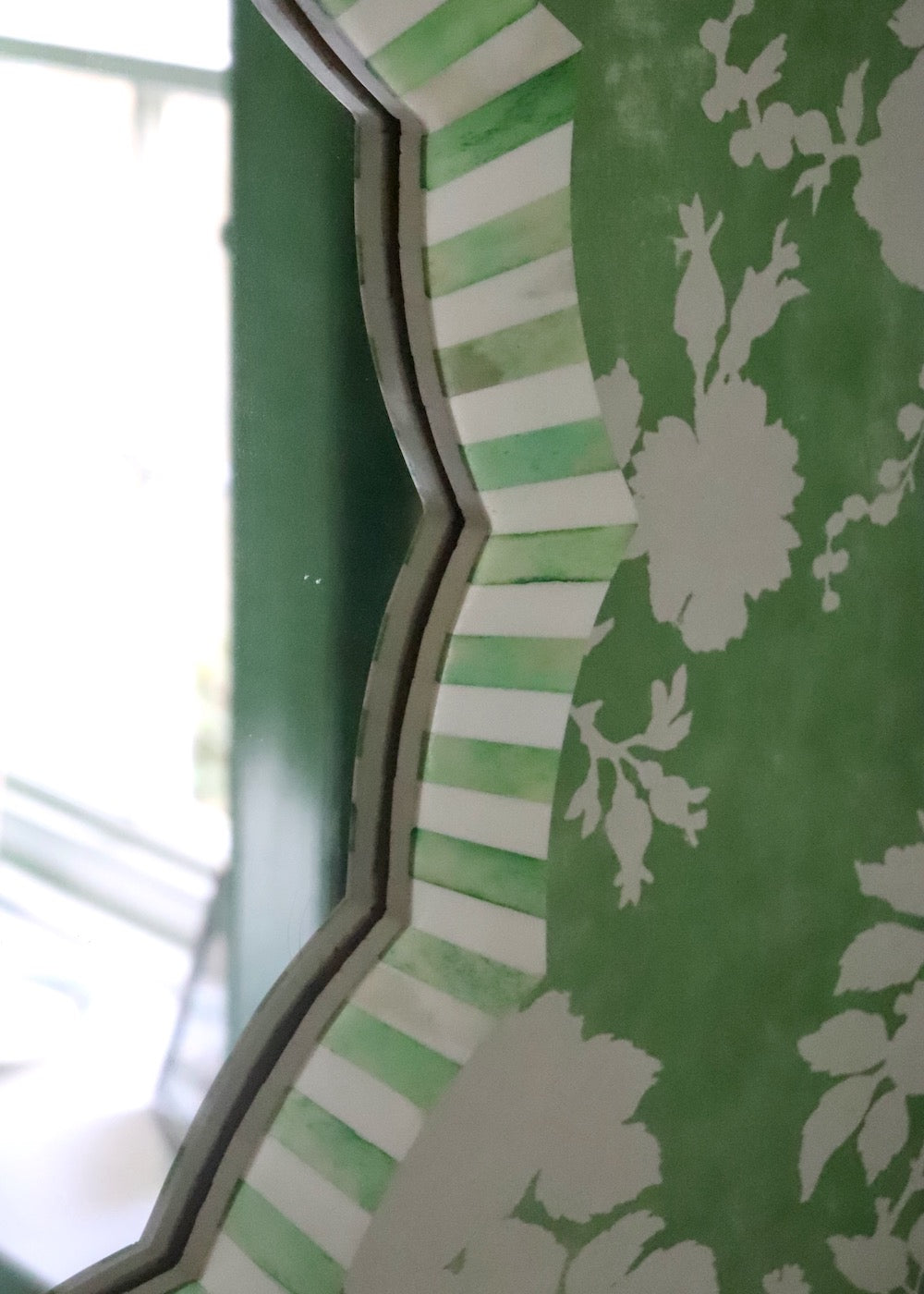 Scalloped Inlay Mirror - Green