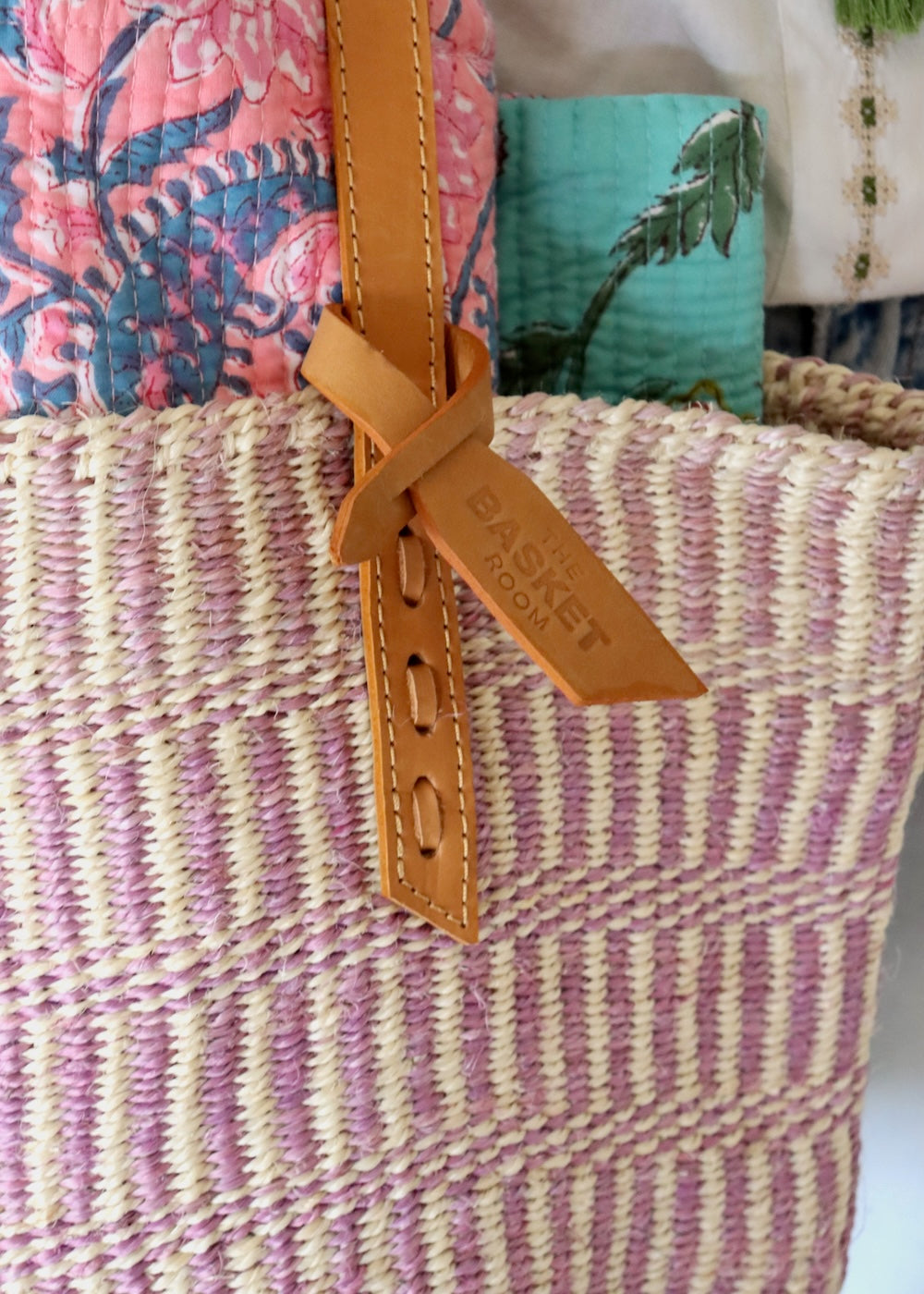 Natural Sisal Tote - Lilac