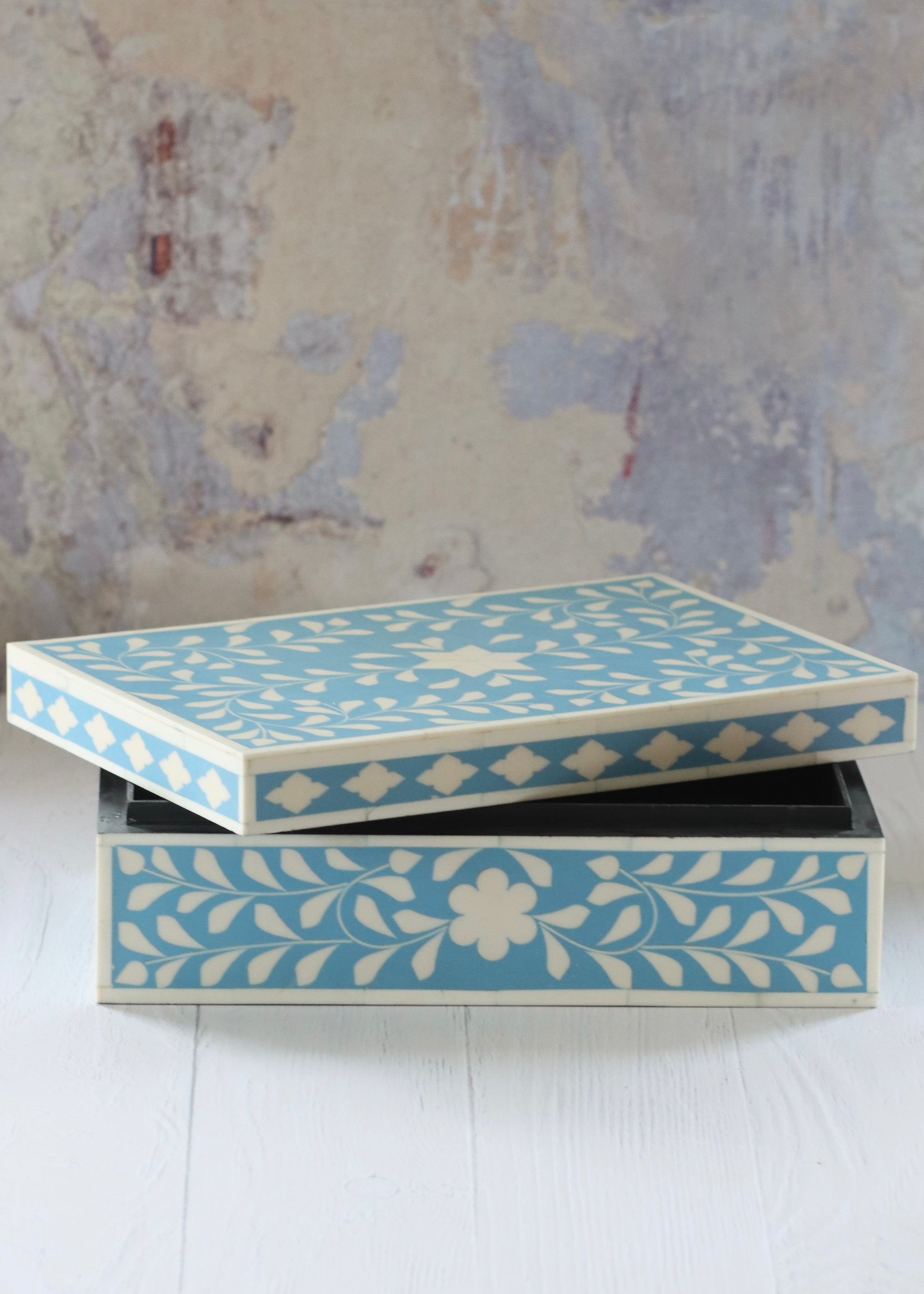 Bone Inlay Box - Duck Egg Blue