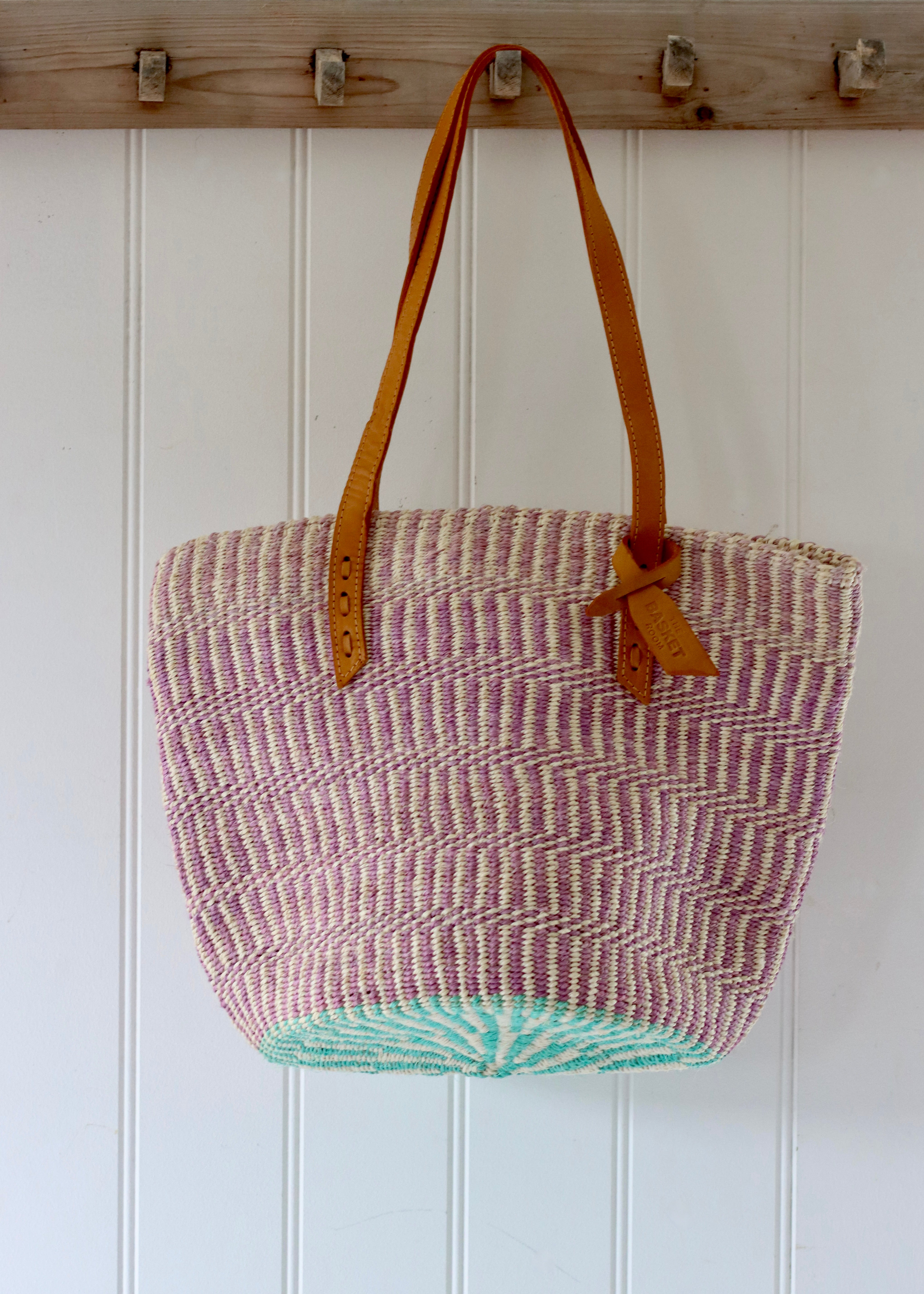 Natural Sisal Tote - Lilac