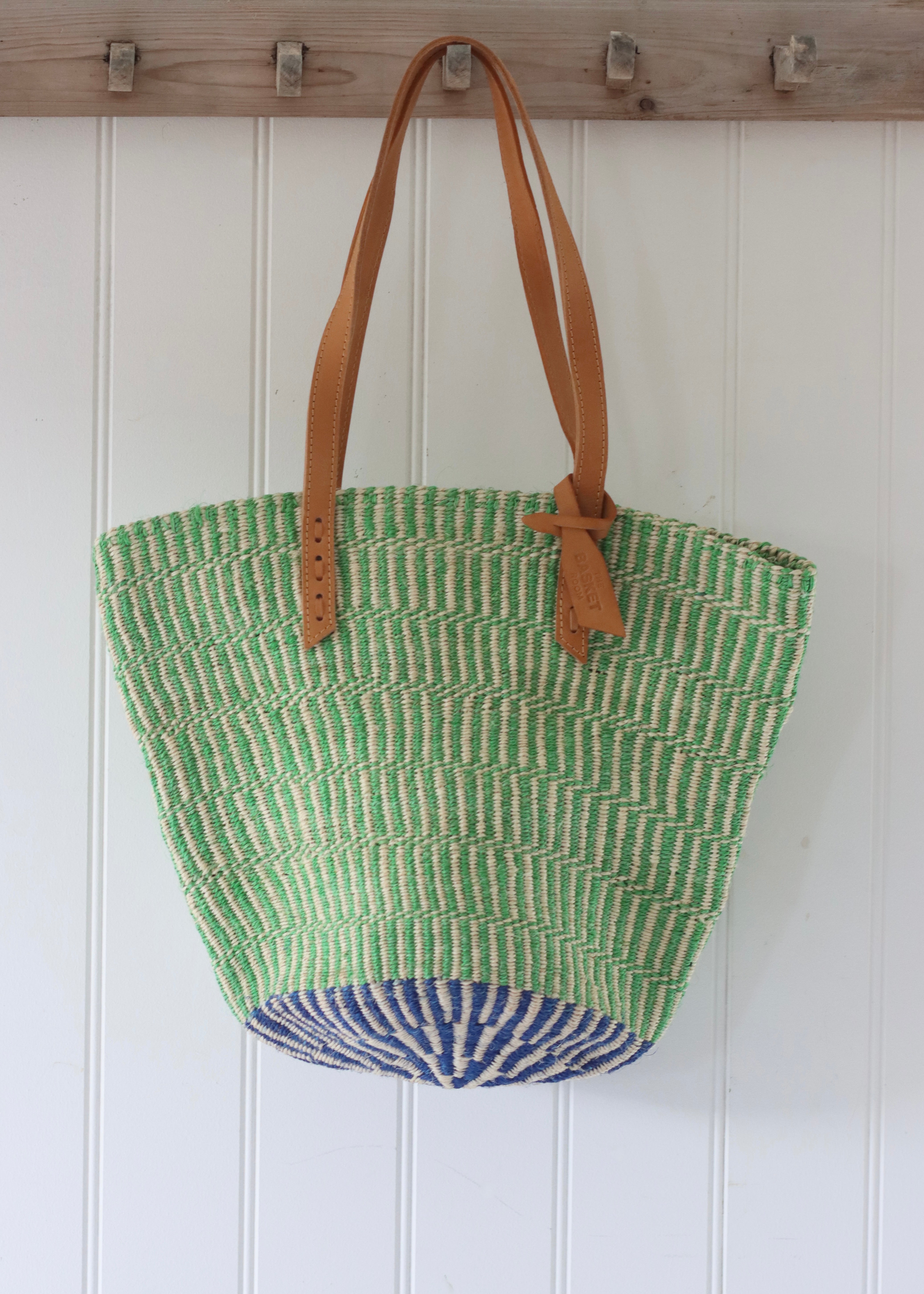 Natural Sisal Tote - Green