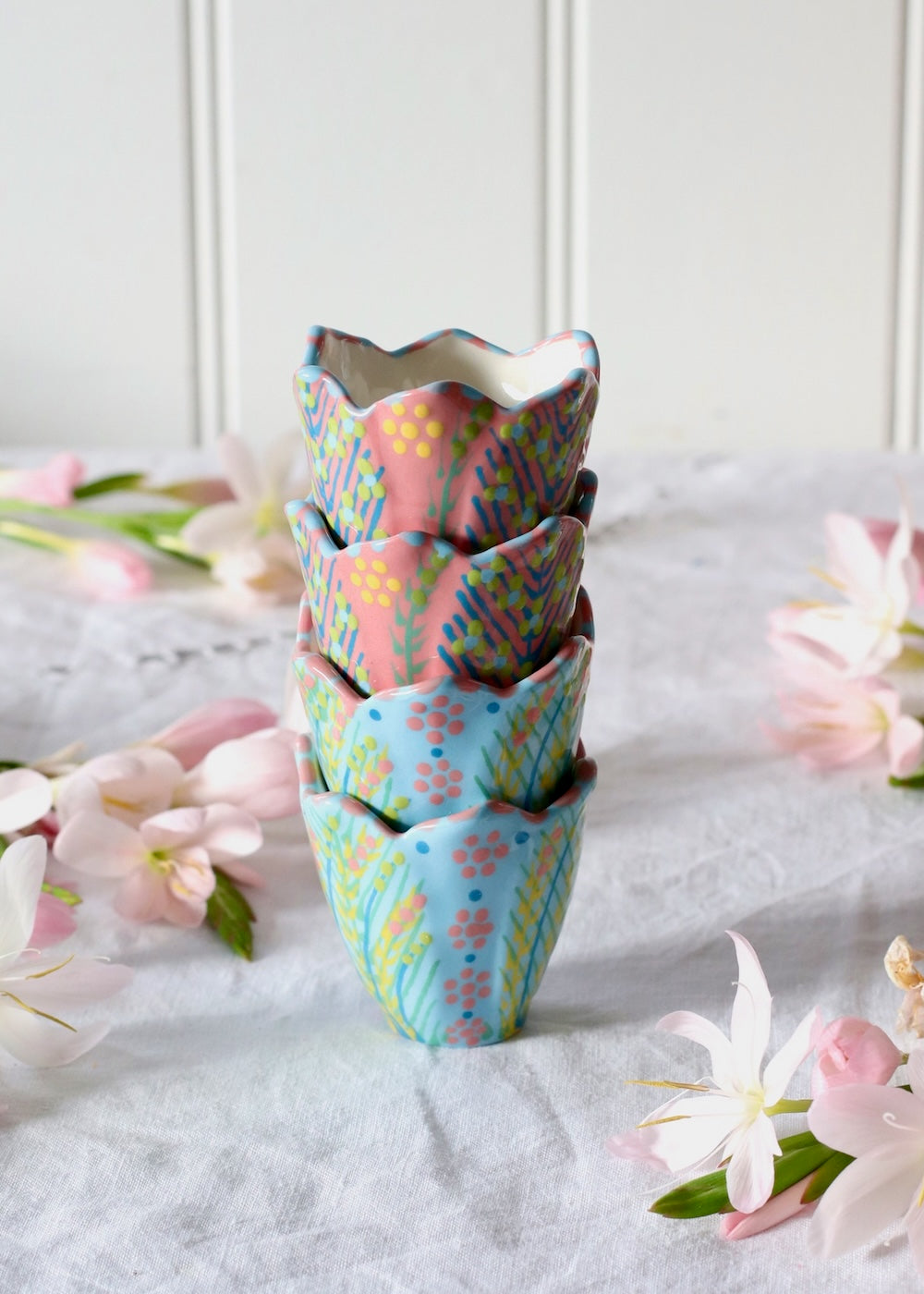 Egg Cup Set Of 4 - Pink & Blue