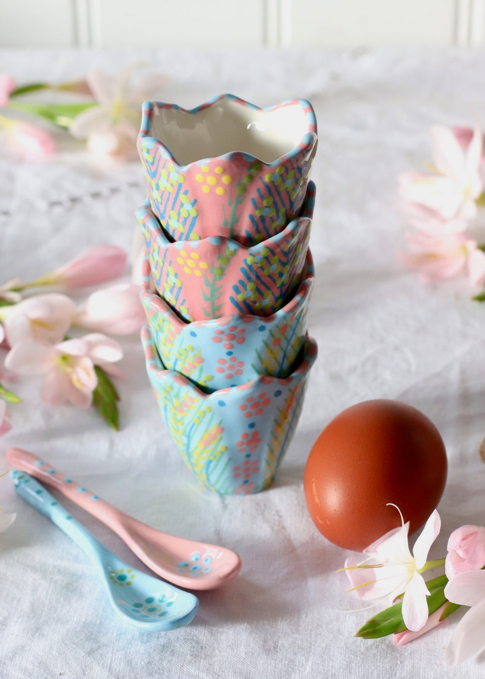 Egg Cup Set Of 4 - Pink & Blue