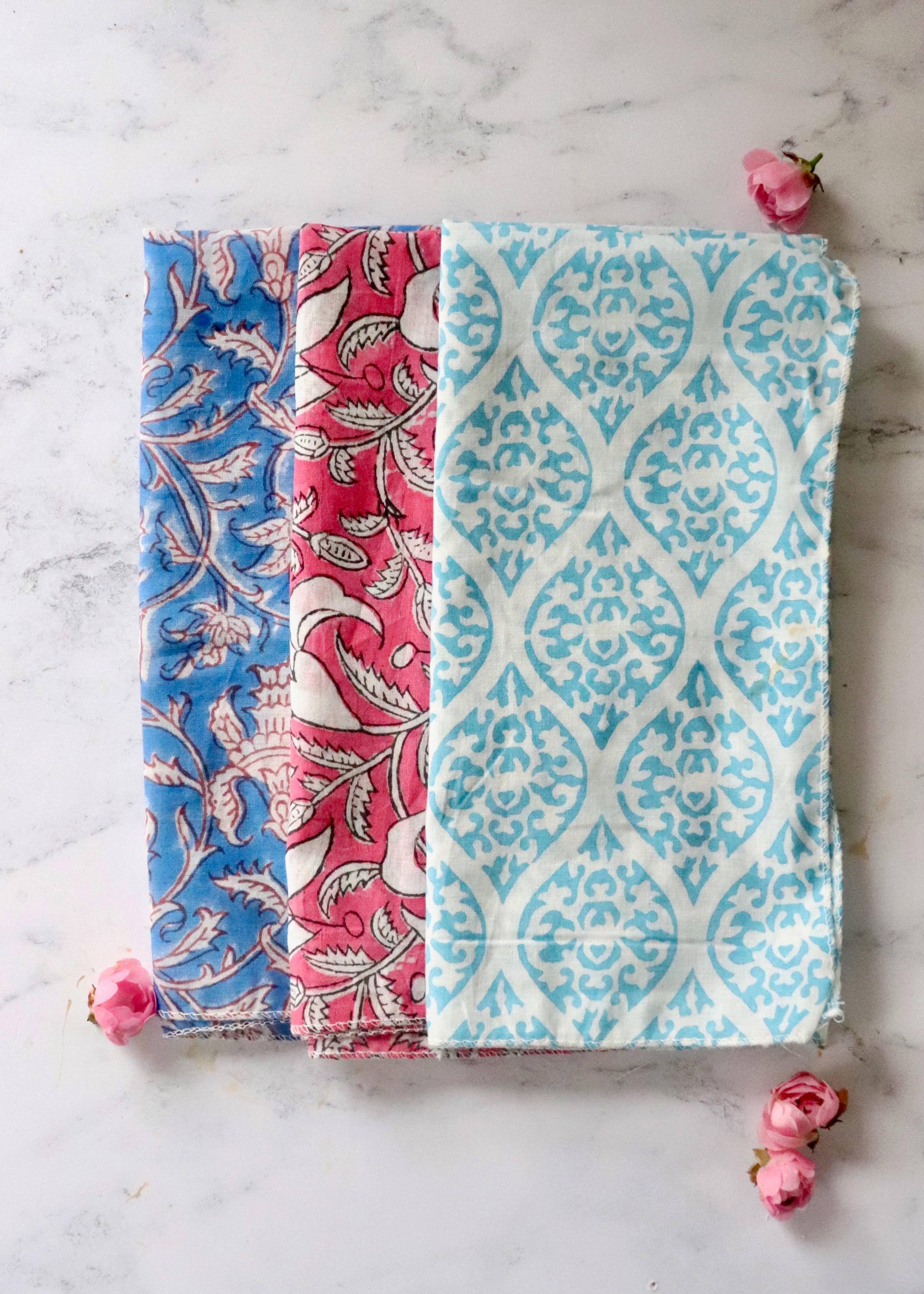 Large Hankies - Blue & Pink