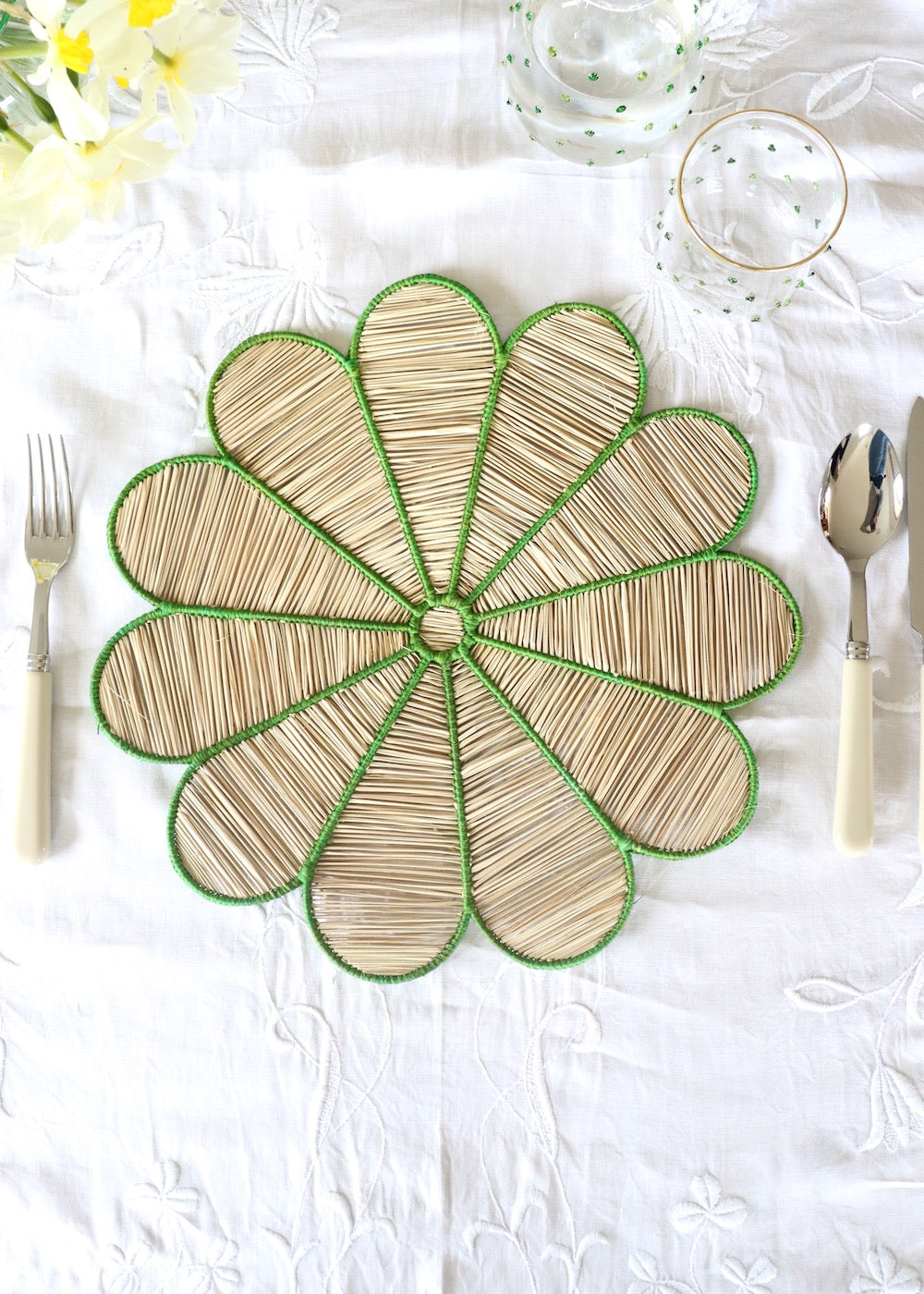 Placemat - Petals Bright Green