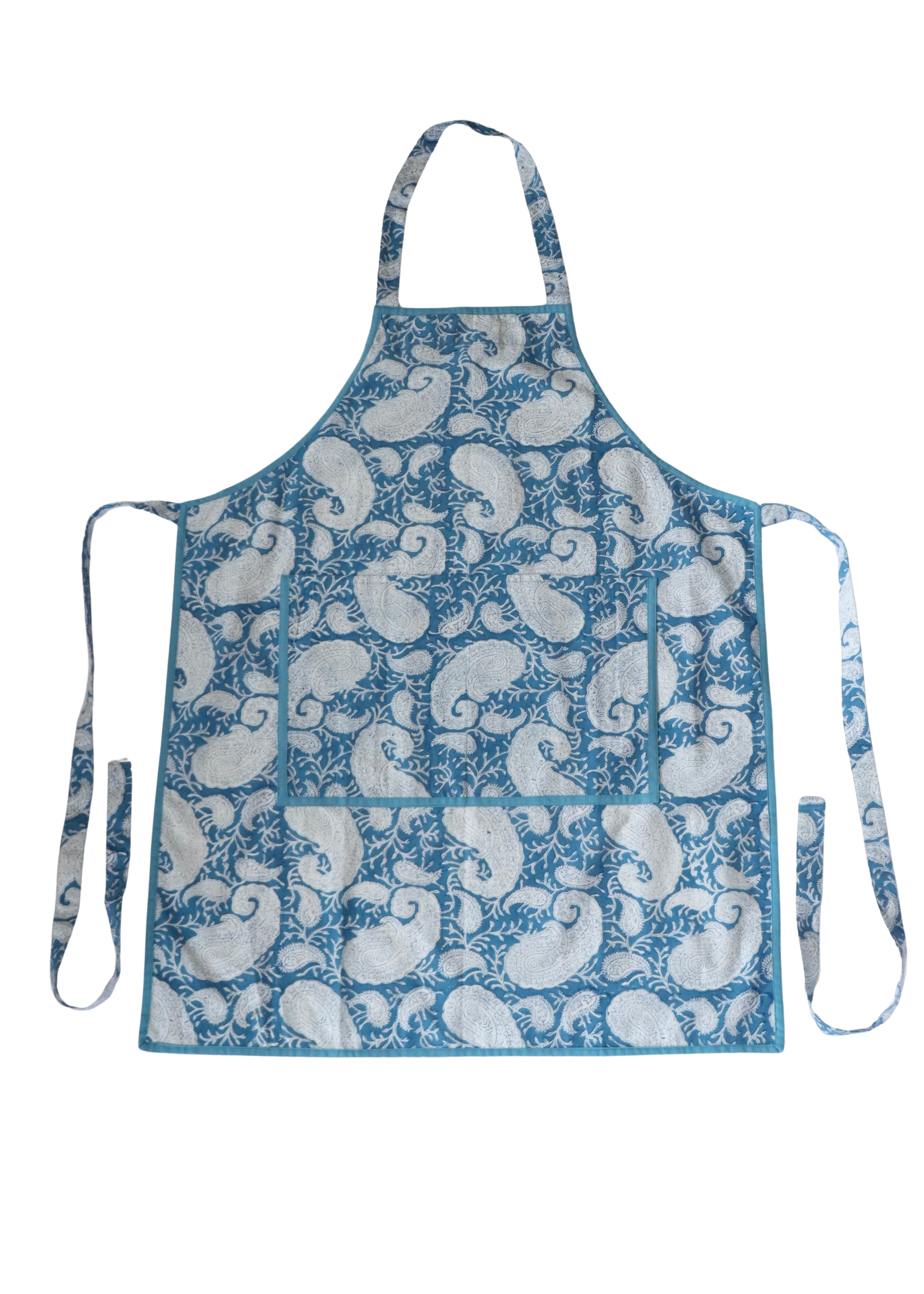 Block Print Apron - Corfu Blue