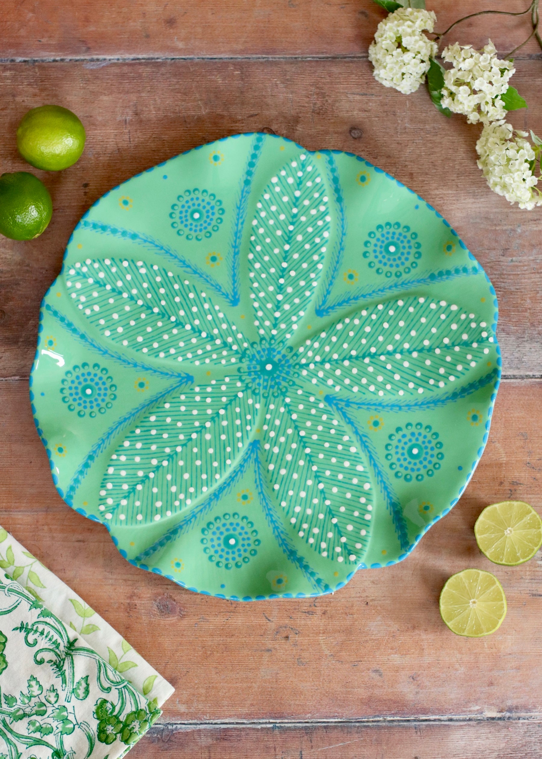 Large Round Platter- Teal