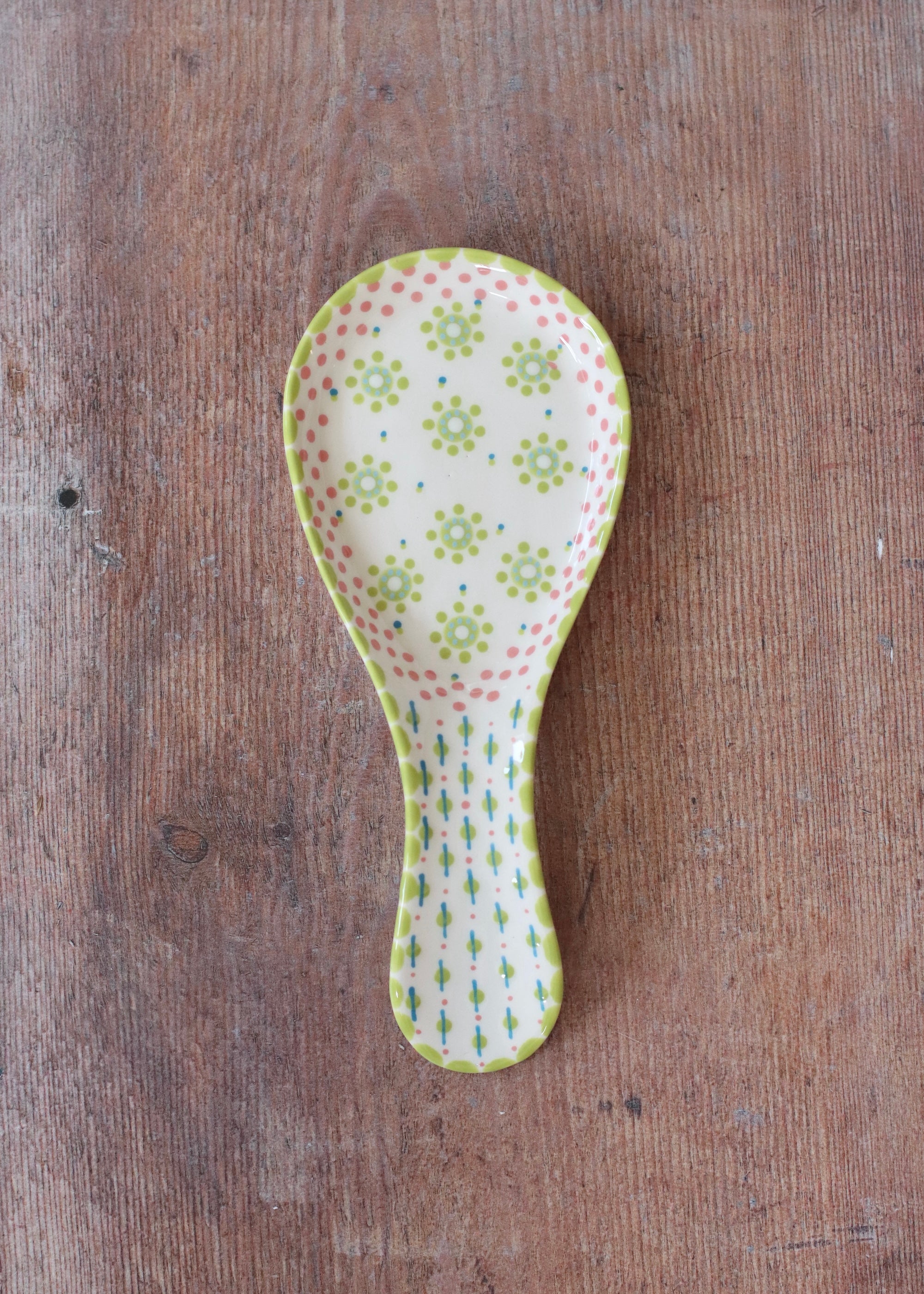 Spoon Rest- White with Lime Flower