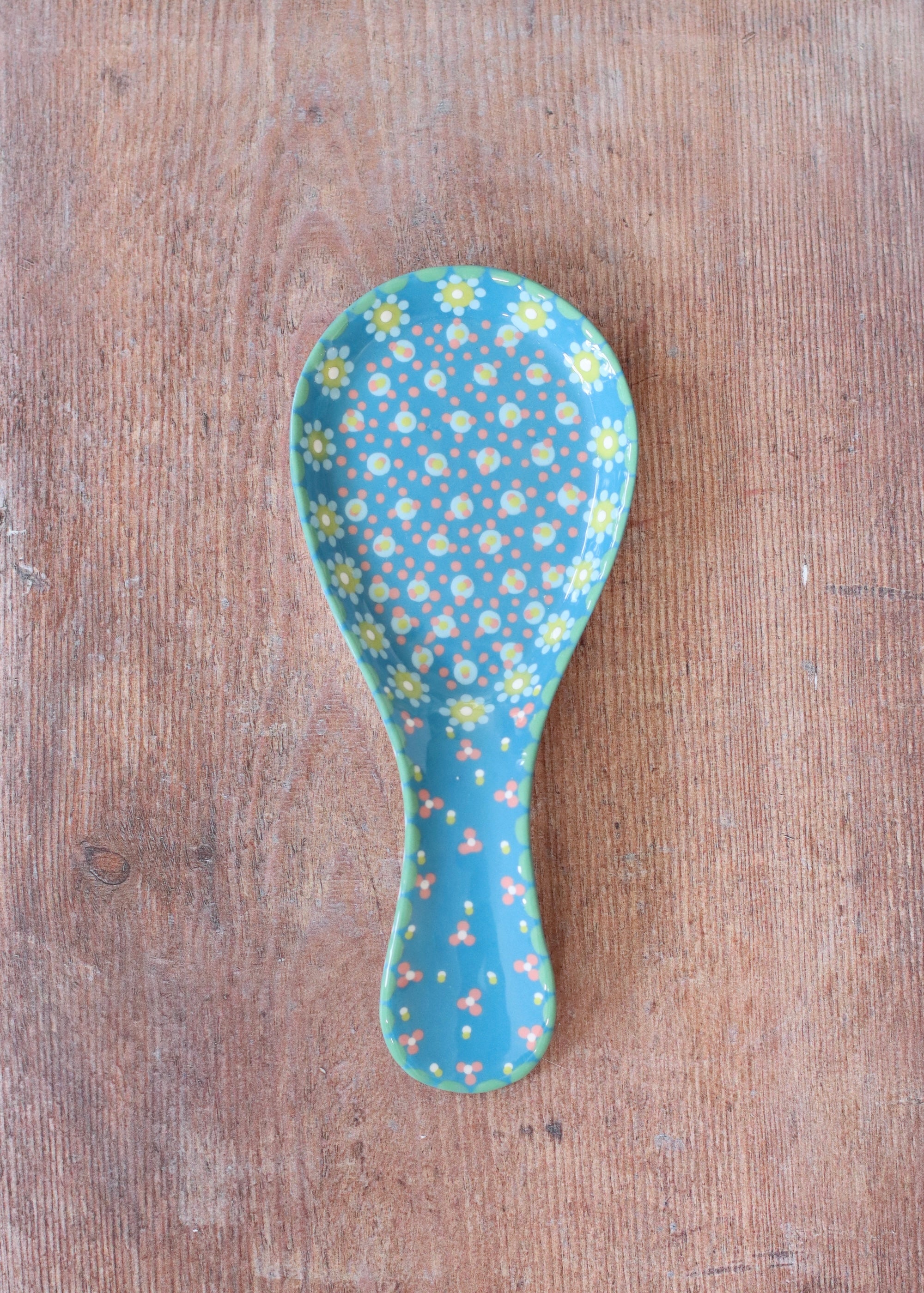 Spoon Rest- Turquoise Dots & Daisies