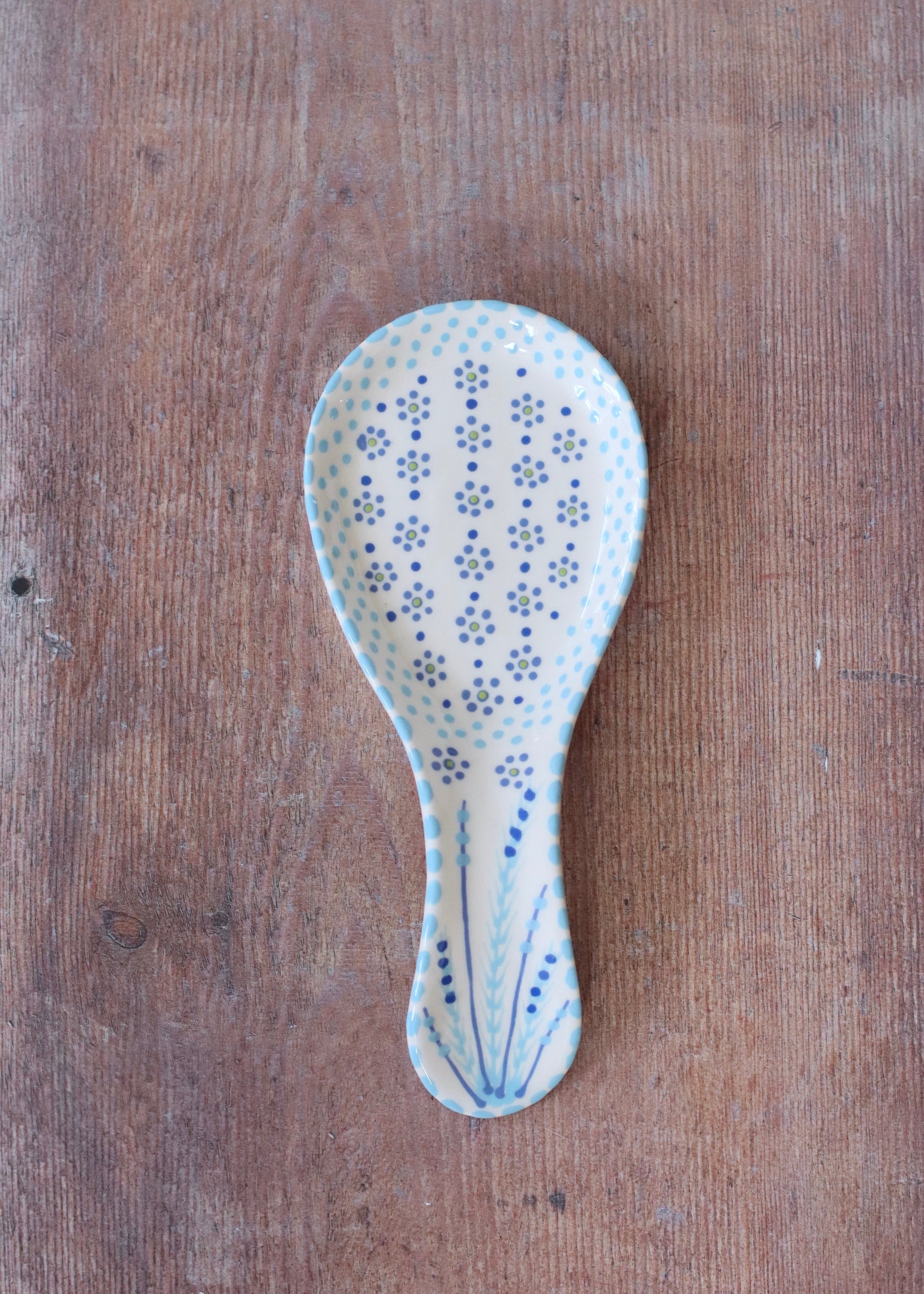 Spoon Rest - White With Blue Flowers