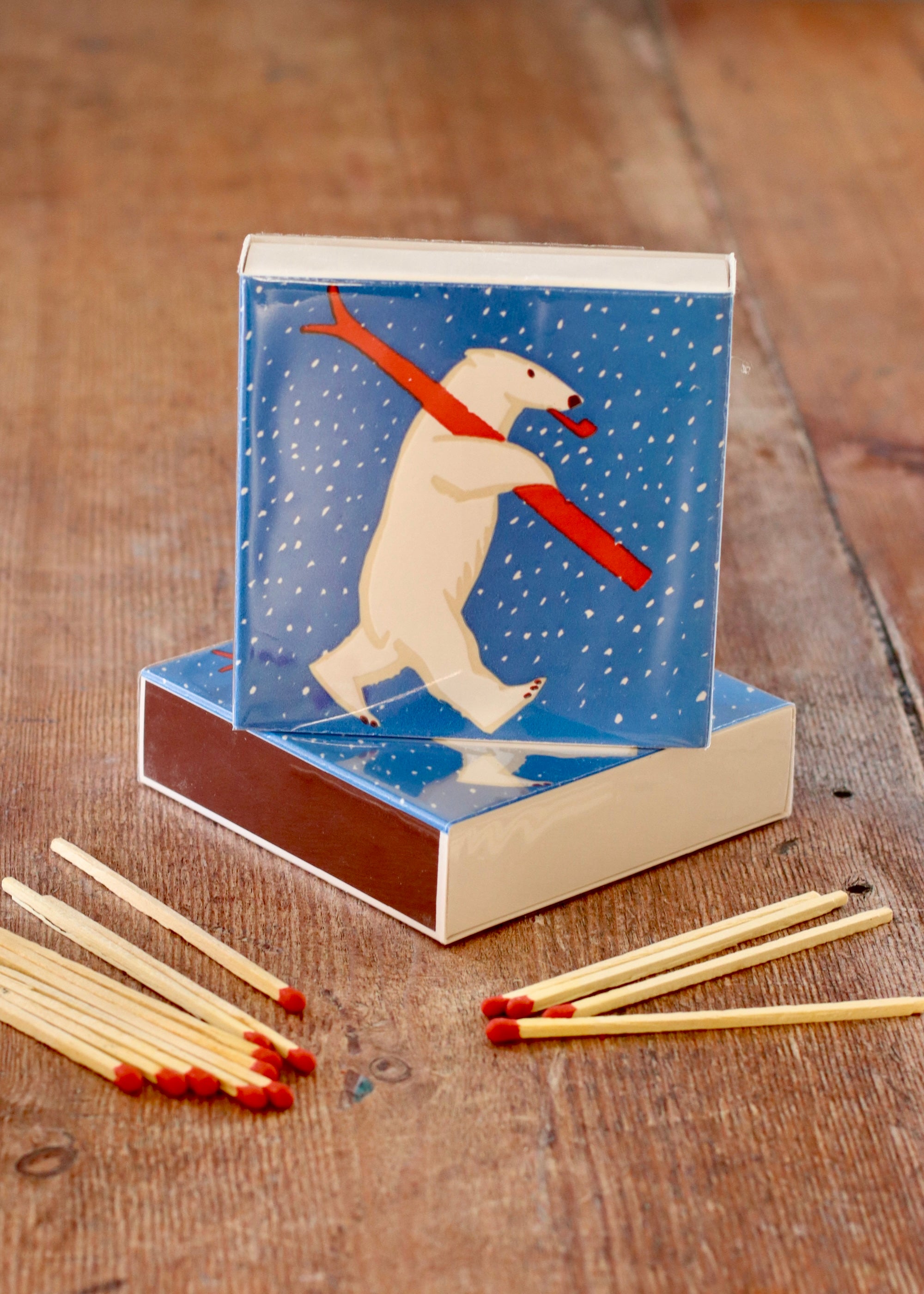 Square Matchbox - Bear with Skis