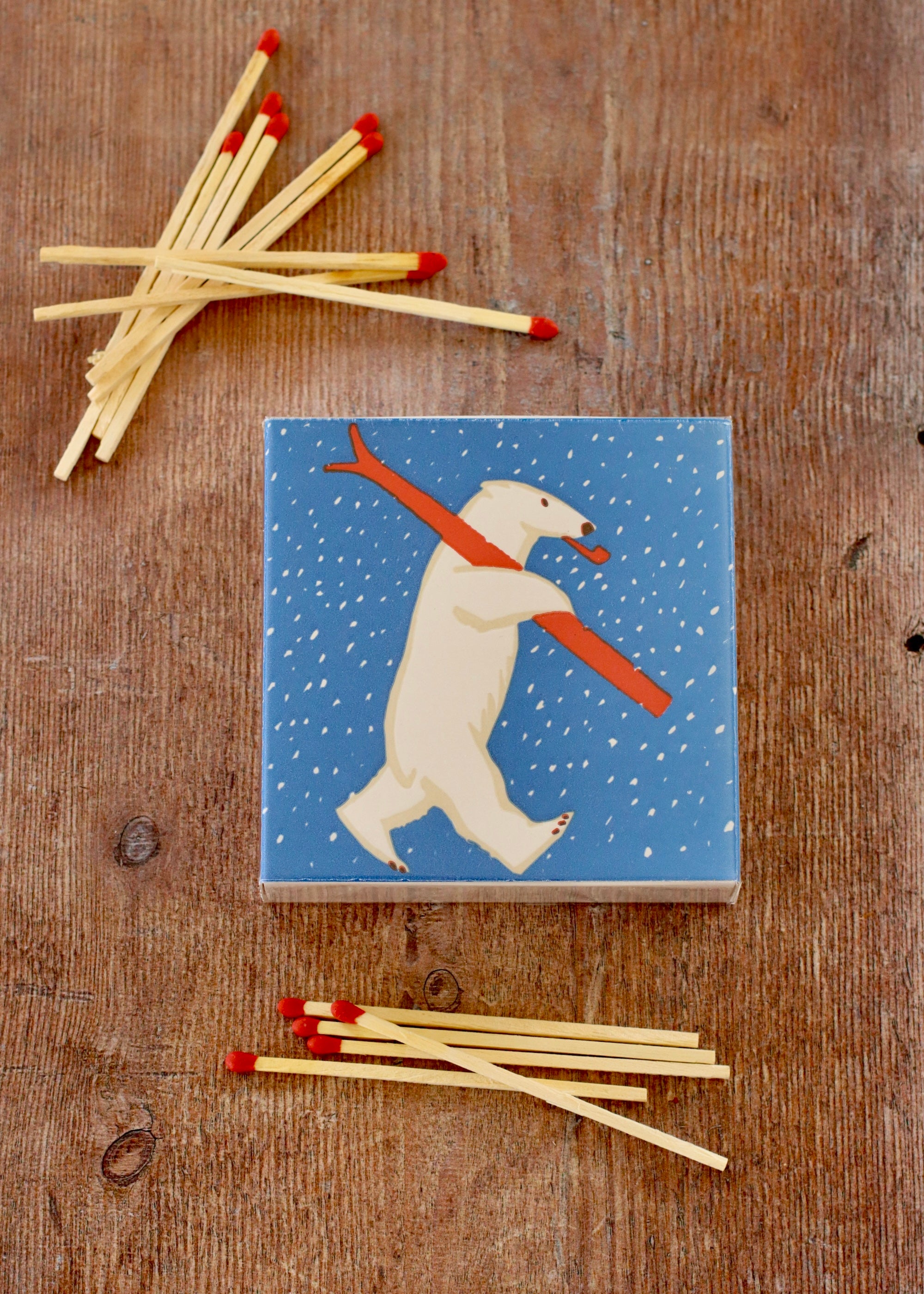 Square Matchbox - Bear with Skis