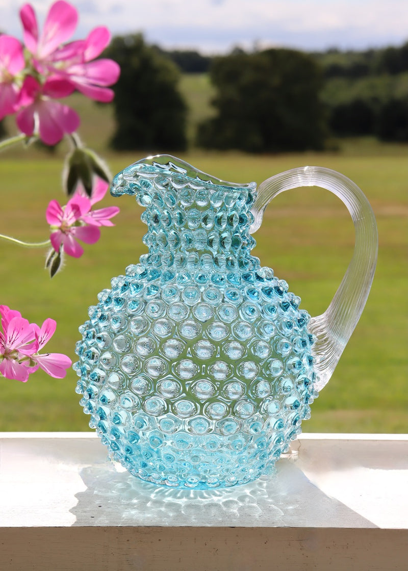 Hobnail Water Jug - Underlay Aquamarine – ibbi direct