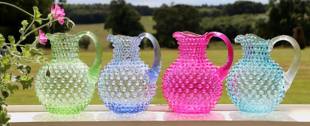 Hobnail Water Jug - Underlay Aquamarine