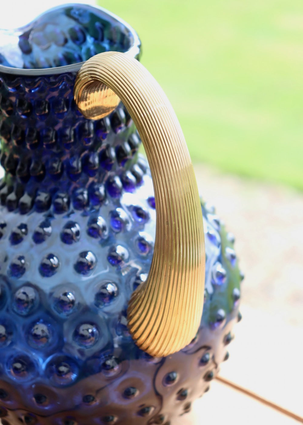 NEW IN: Hobnail Water Jug- Deep Blue & Gold