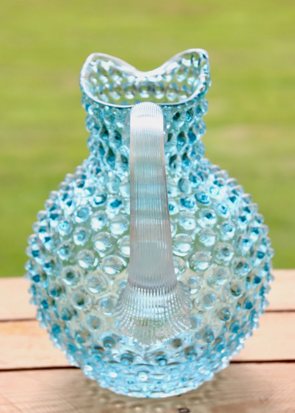 Hobnail Water Jug - Underlay Aquamarine