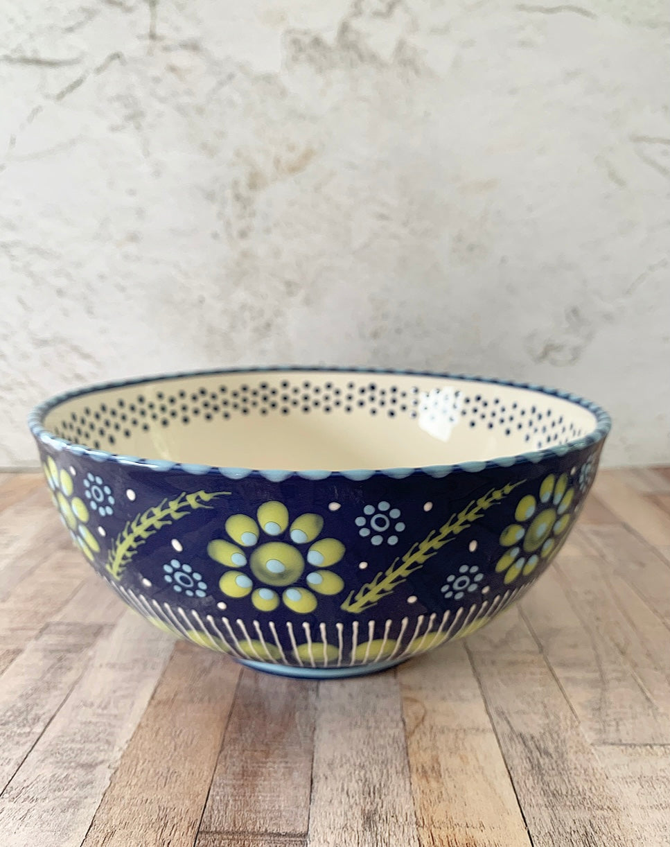 Fruit Bowl- Navy Blue with Big Daisies