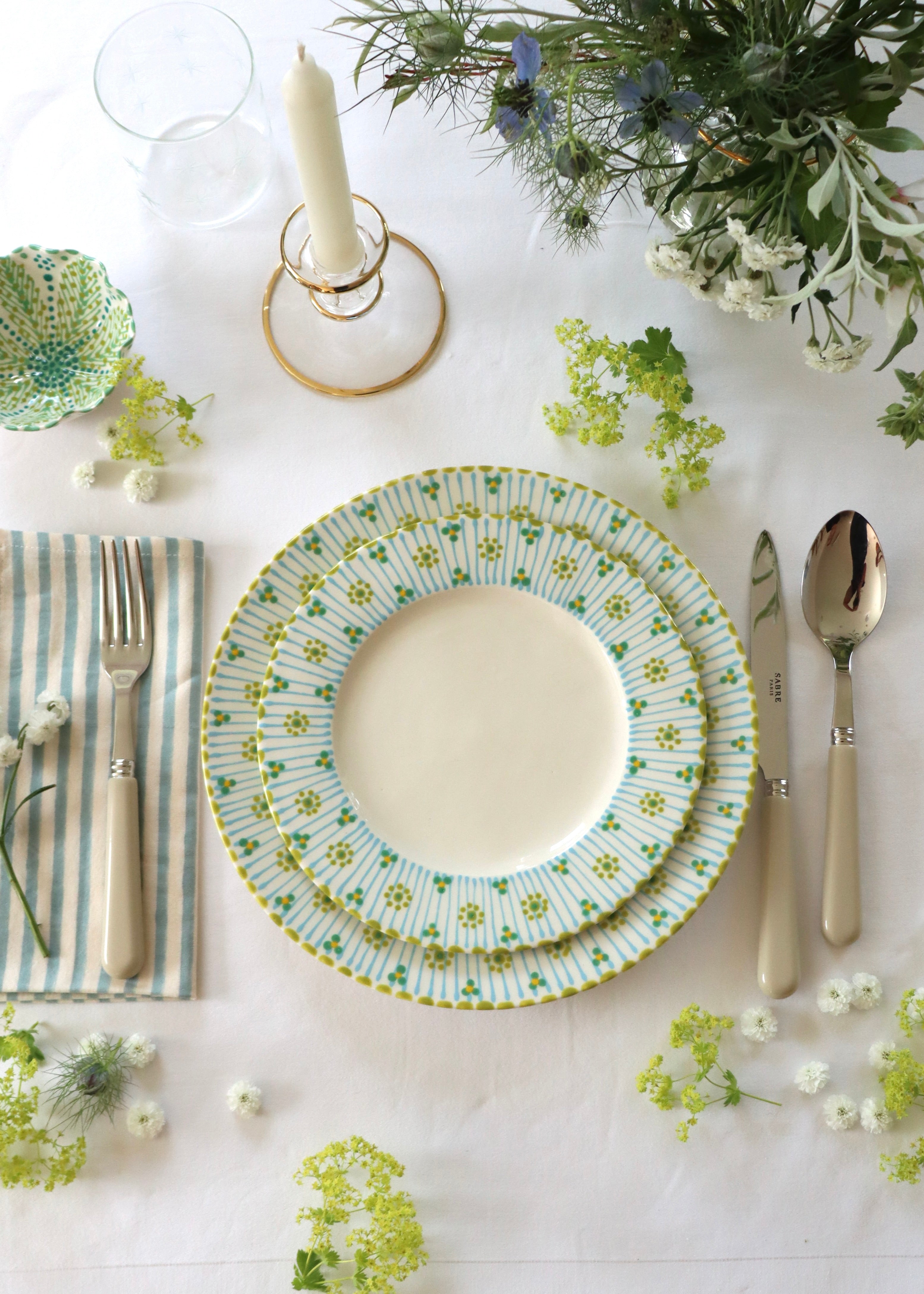 DINNER Plate - Green with flowers