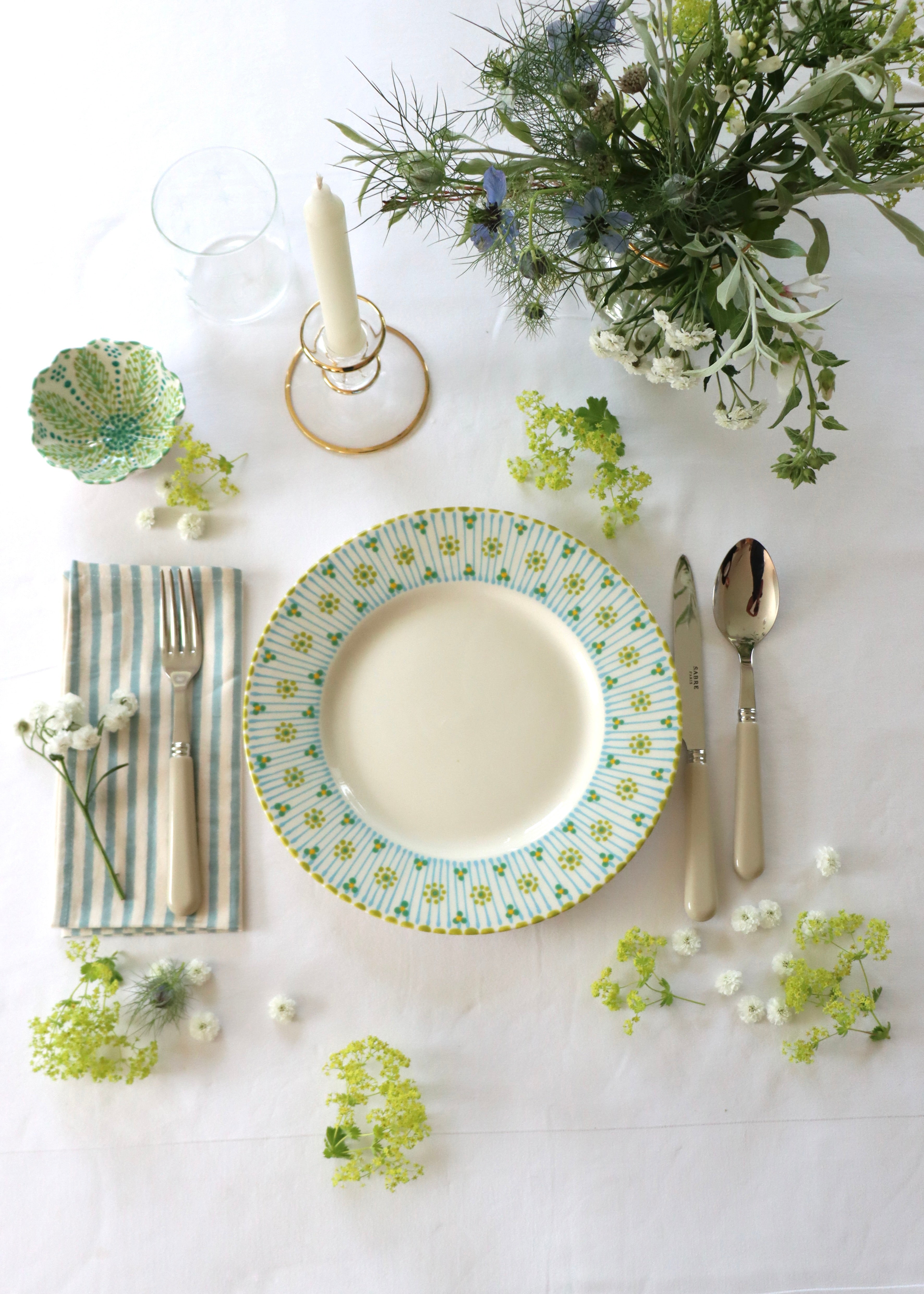 DINNER Plate - Green with flowers