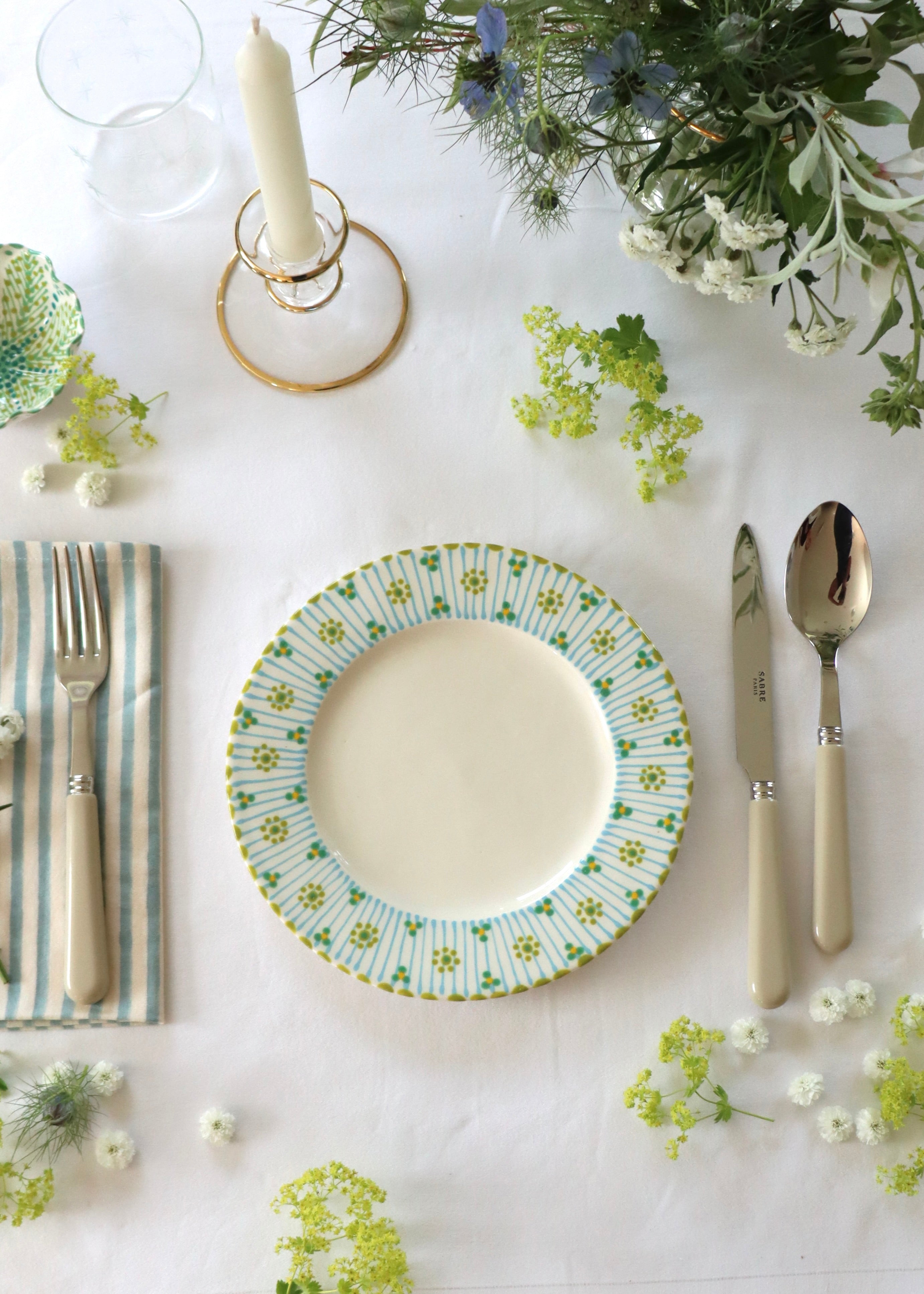 SIDE Plate - Green with Flowers