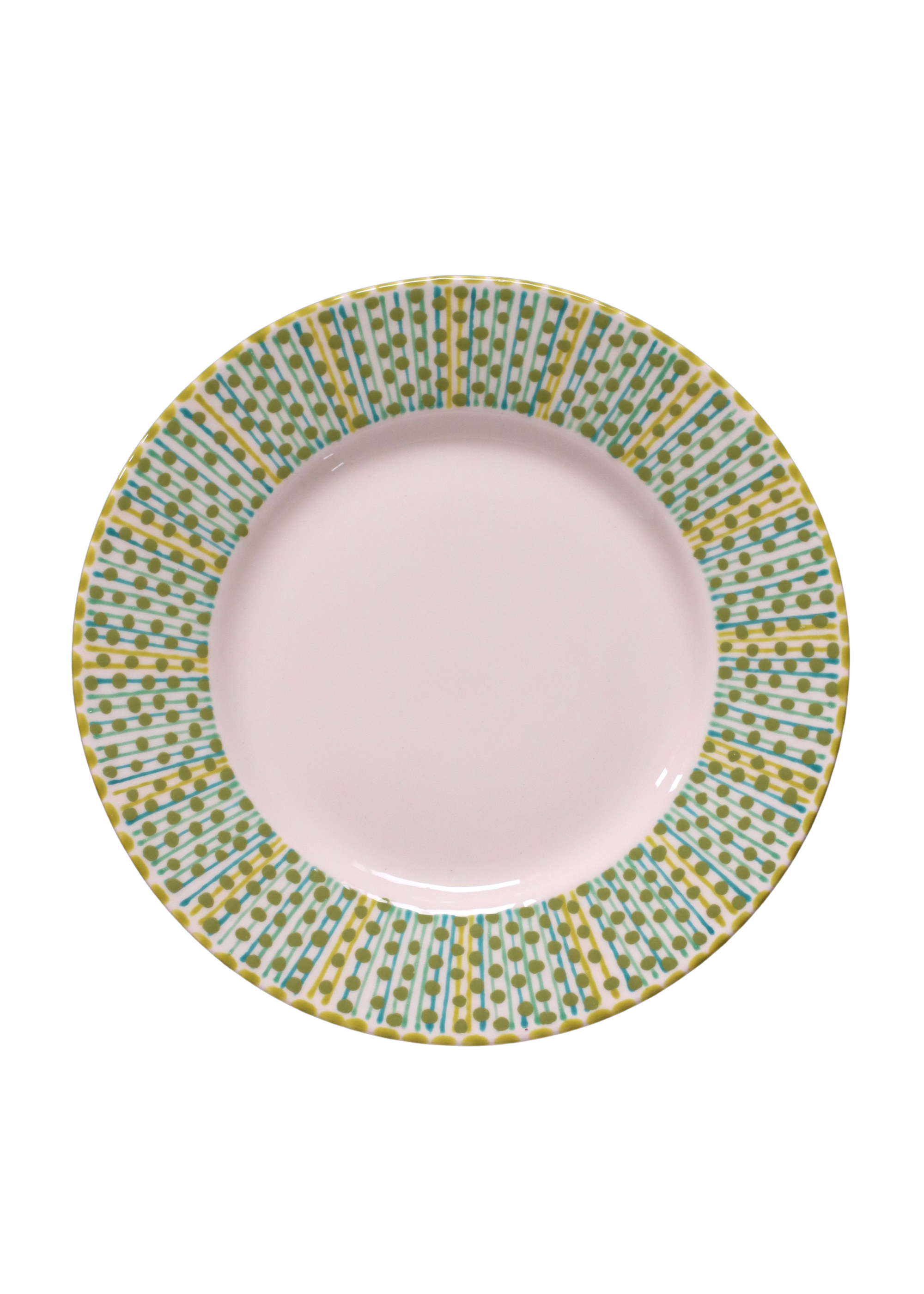 DINNER  Plate - Green with Dots