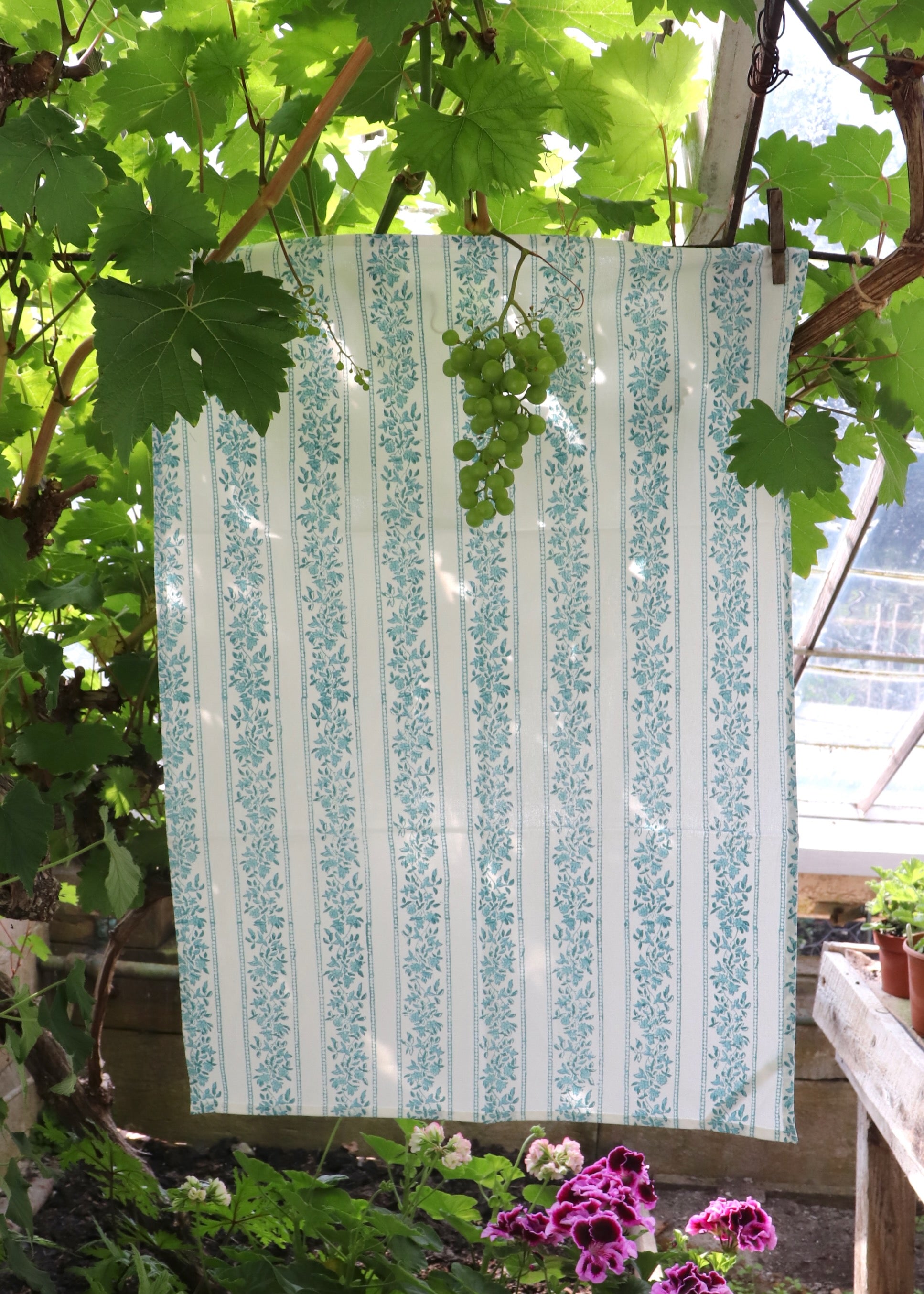 Tea Towel - Teal Trellis