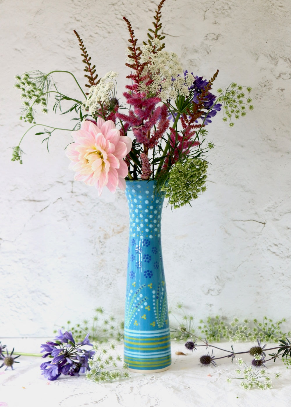 Tall Twisty Vase  - Mid Blue