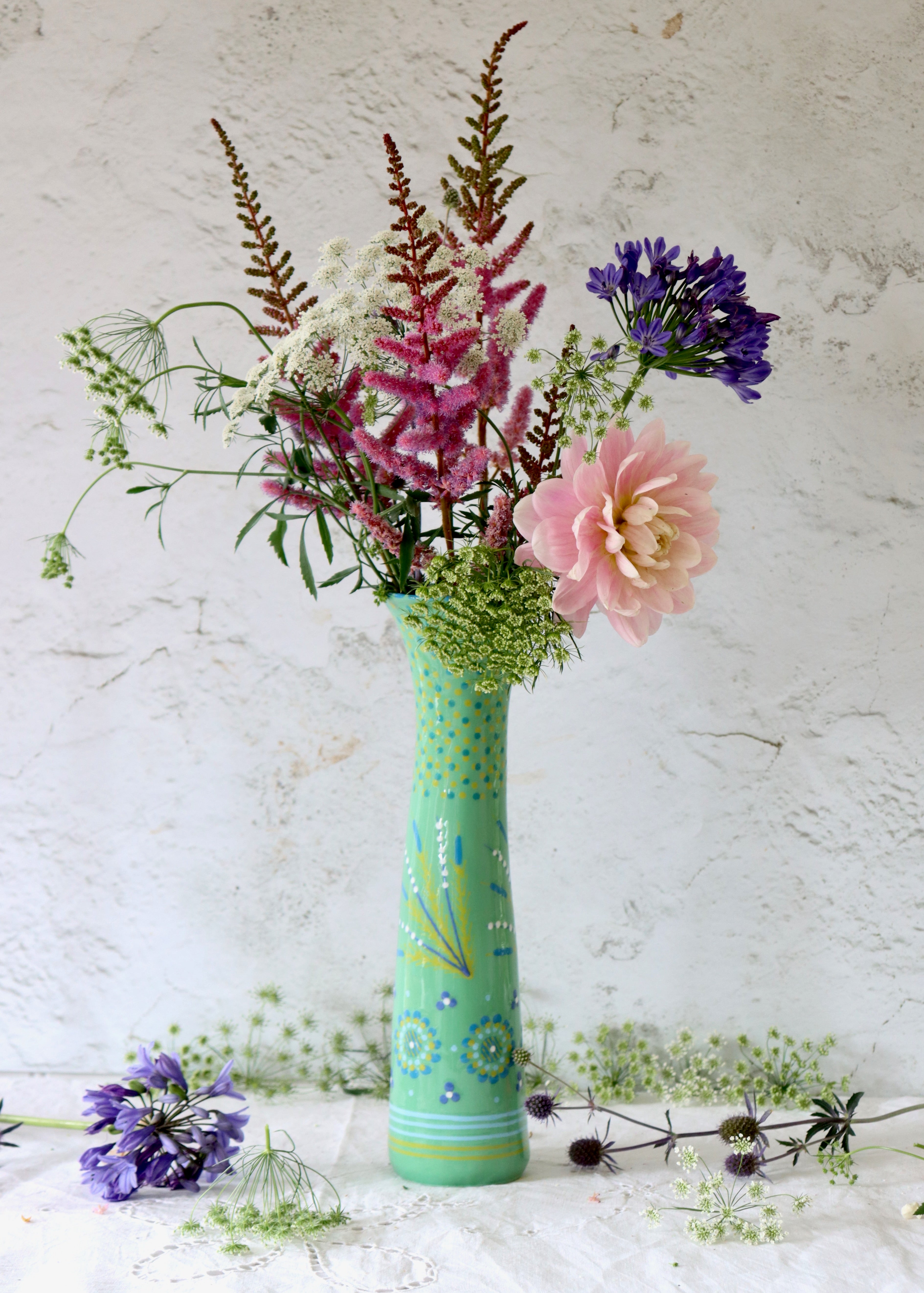 Tall Twisty Vase  - Teal